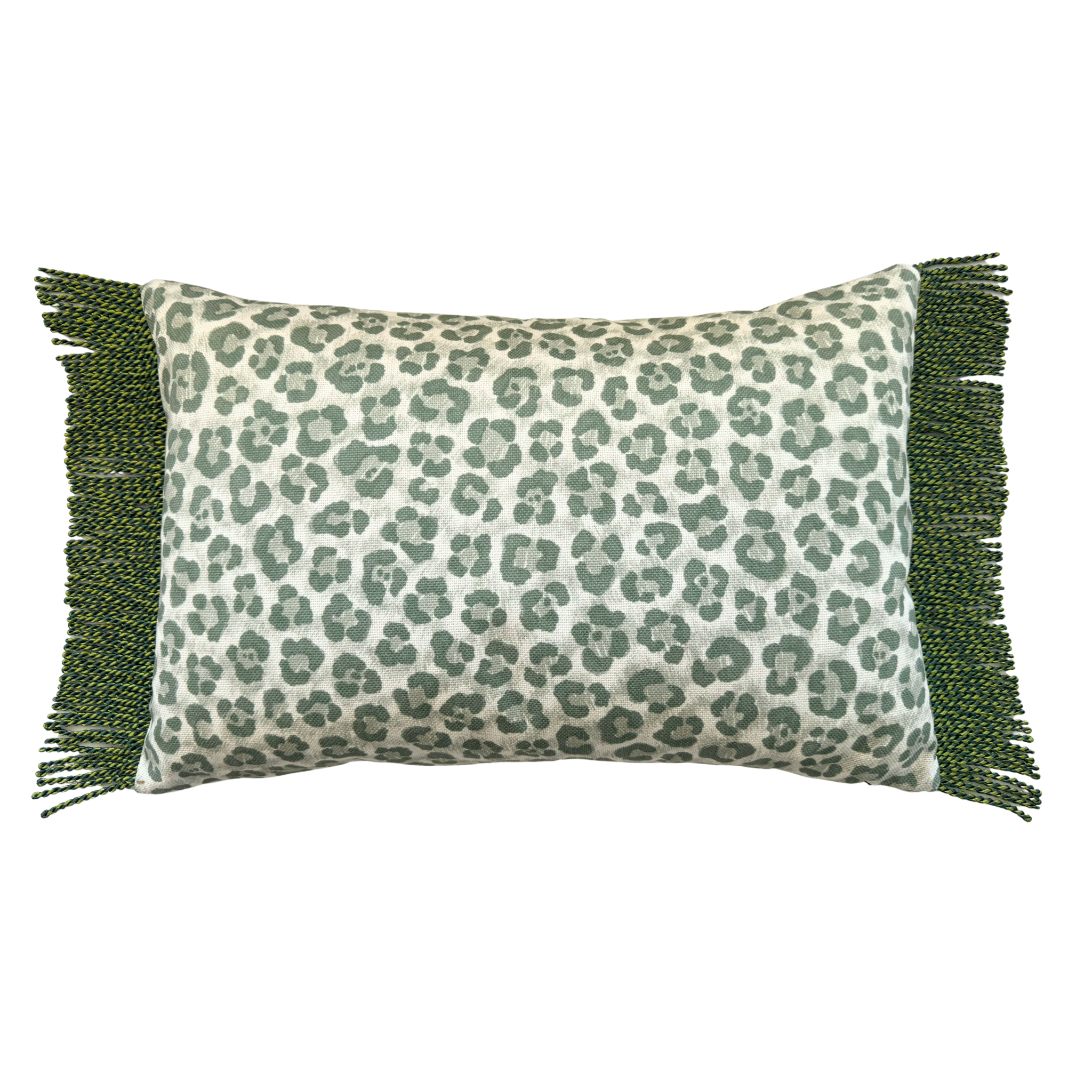 Bullion Fringe Pistachio Leopard Cushion Cover 40x60cm - LUXE AND BEAU