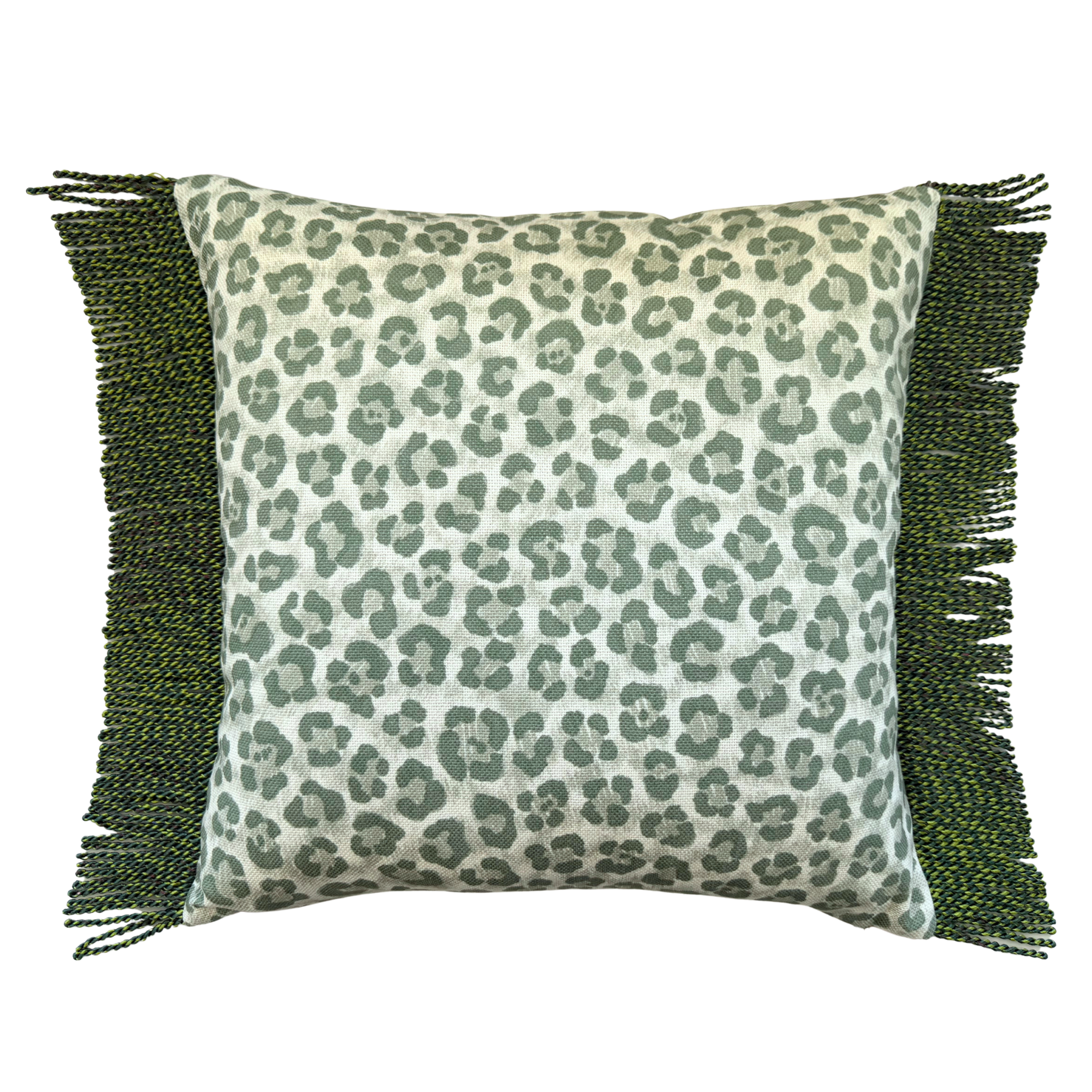 Bullion Fringe Pistachio Leopard Cushion Cover 50x50cm - LUXE AND BEAU