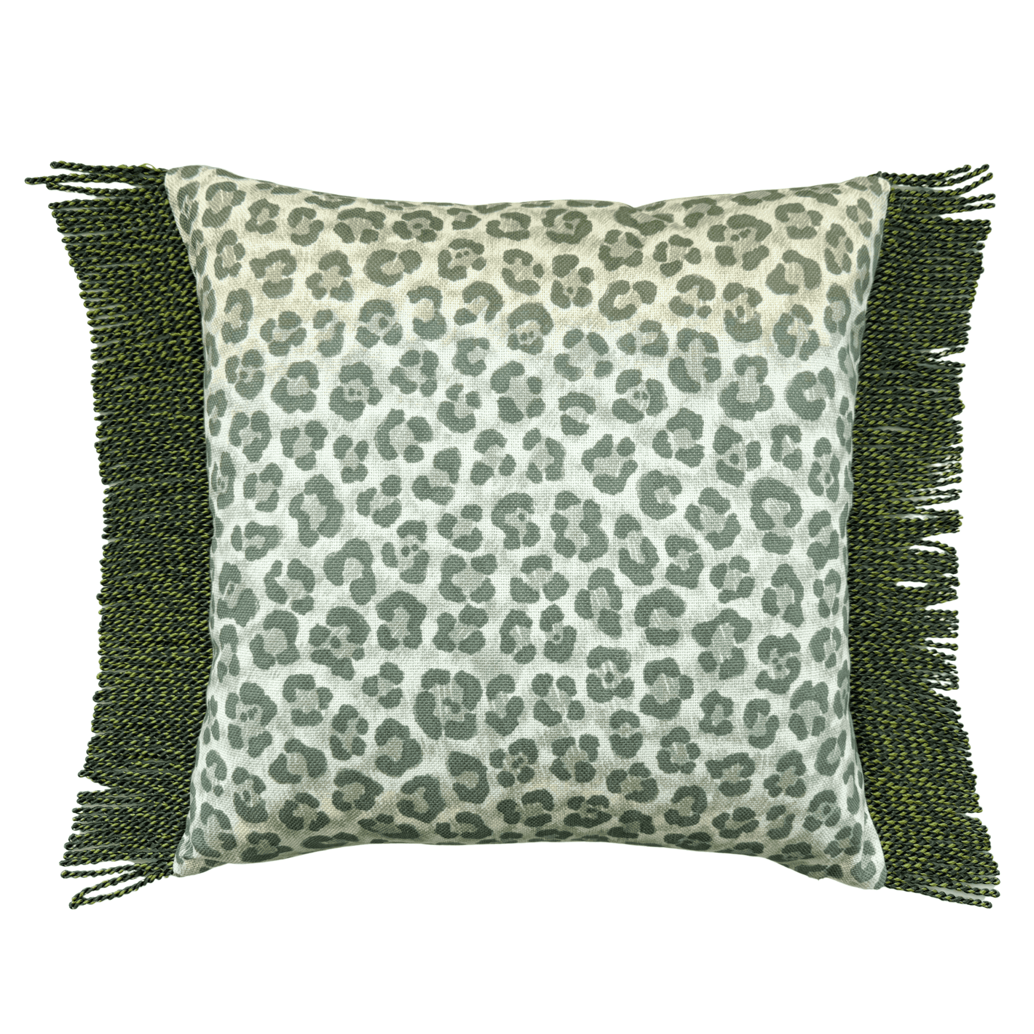 Bullion Fringe Pistachio Leopard Cushion Cover 50x50cm - LUXE AND BEAU