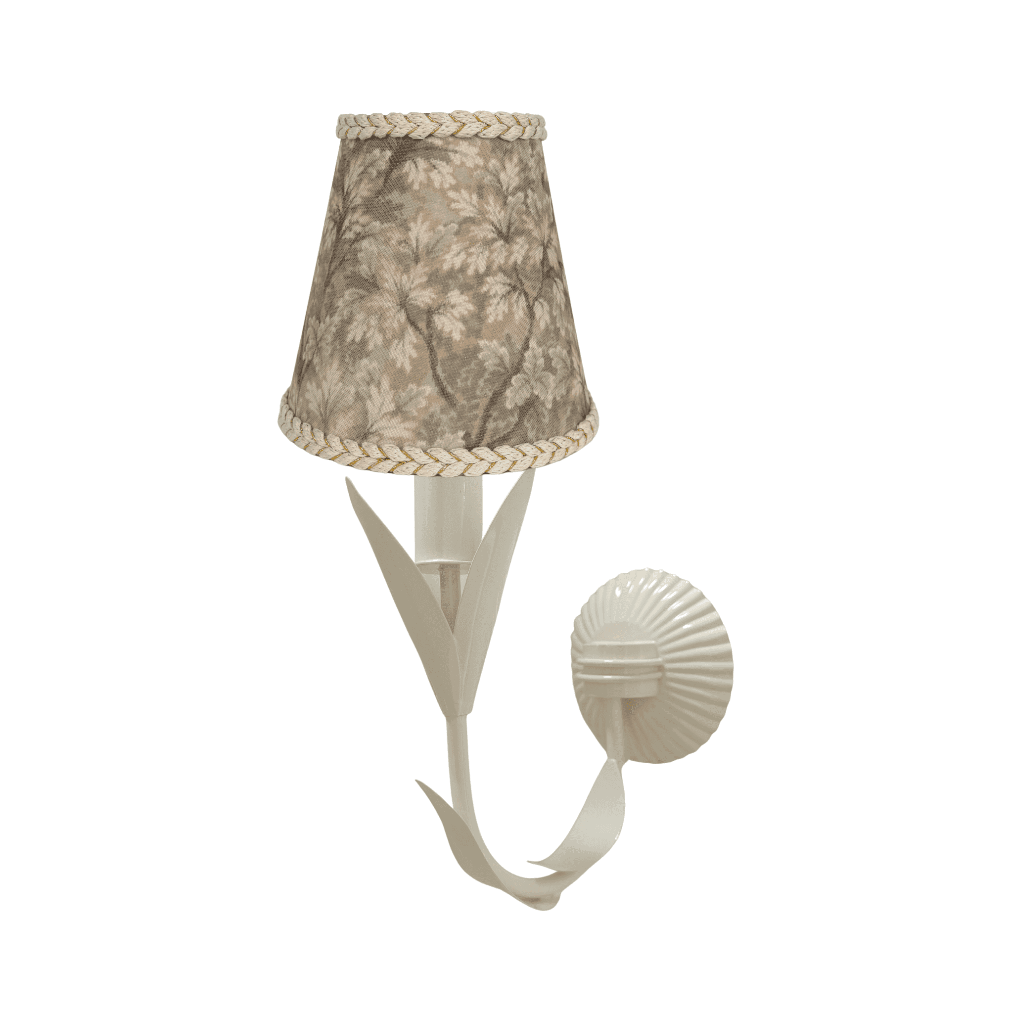 Olive Tapestry Lamp Shade and La Fleur Ivory Wall Sconce - LUXE AND BEAU