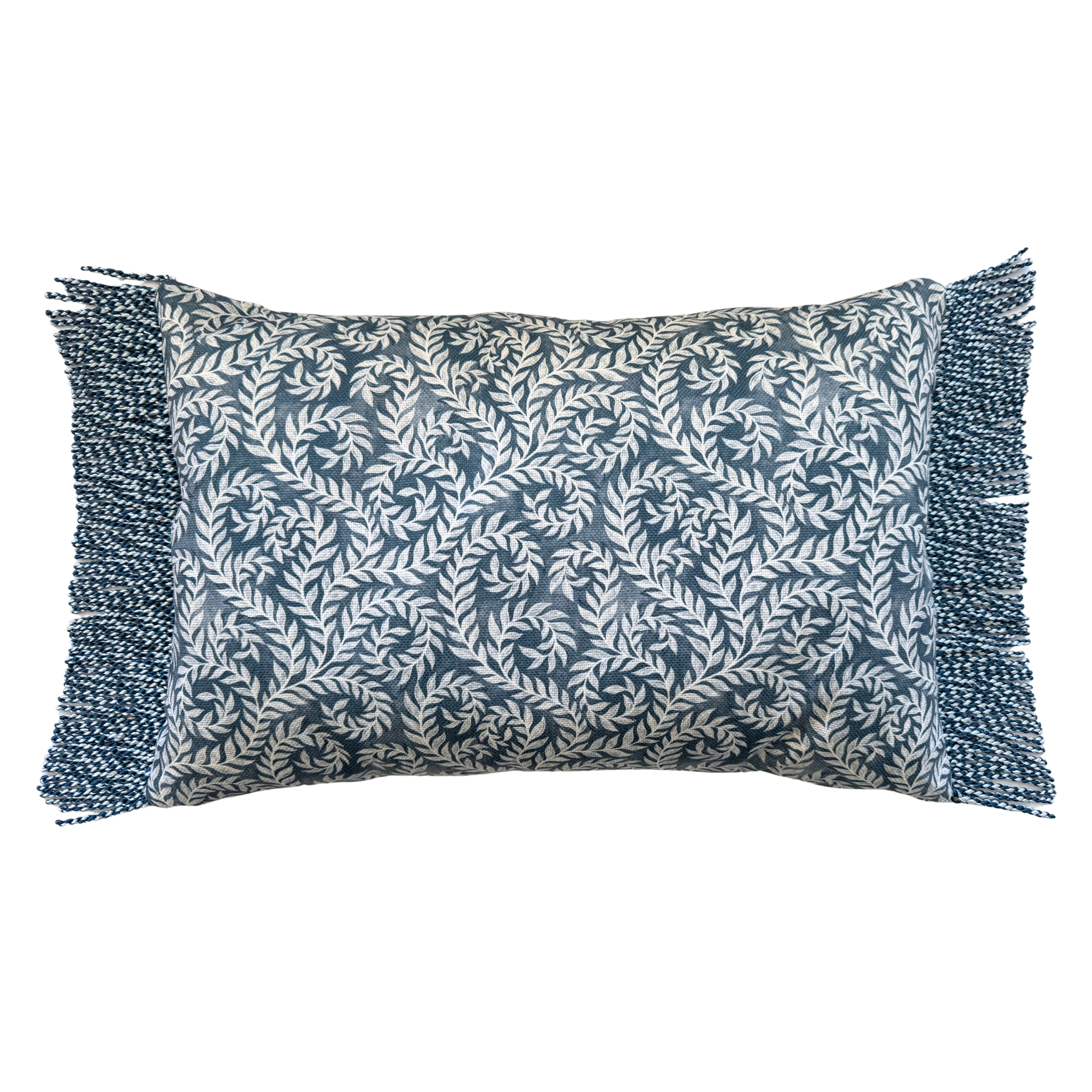 Bullion Fringe Bleu Vine Cushion Cover 40x60cm - LUXE AND BEAU