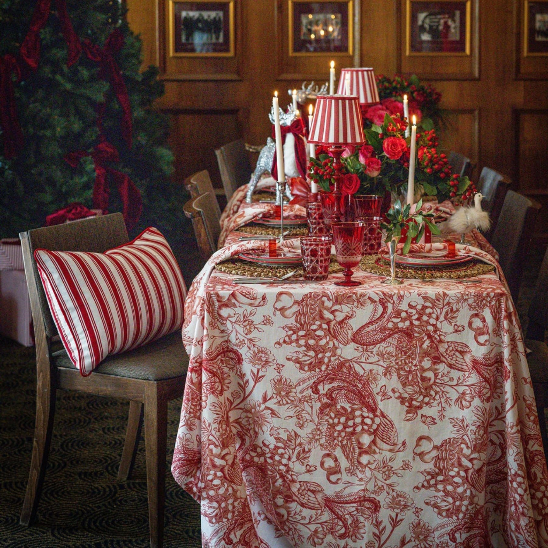 Rouge Fruit Toile Table Cloth - LUXE AND BEAU