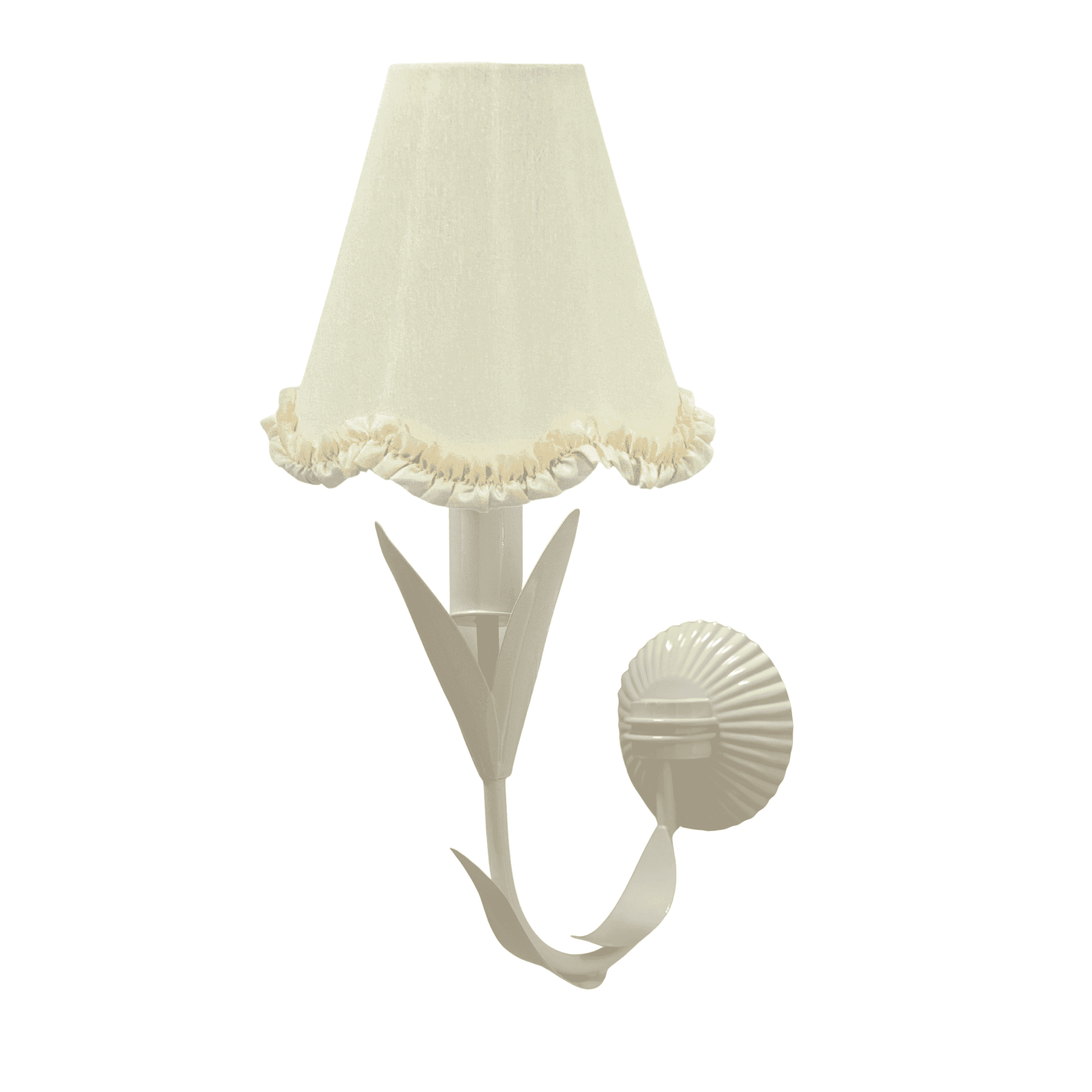 Ivory Scallop Ruffle Lamp Shade and La Fleur Ivory Wall Sconce - LUXE AND BEAU