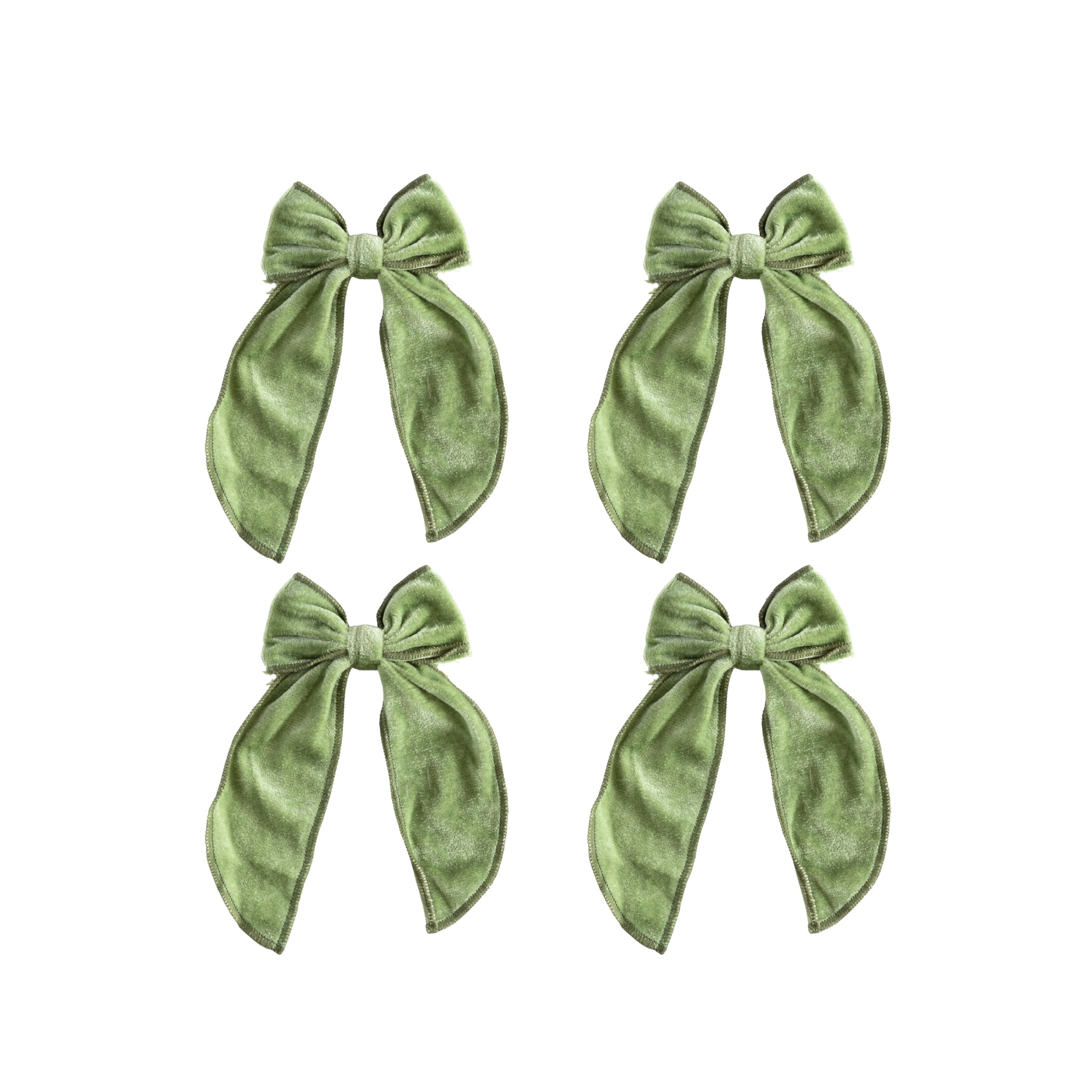 Small Moss Green Velvet Bow (Set of 4) - LUXE AND BEAU