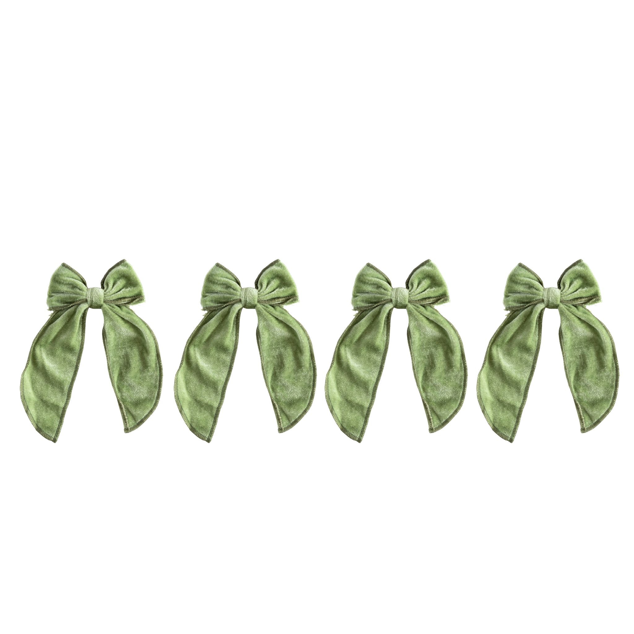 Small Moss Green Velvet Bow (Set of 4) - LUXE AND BEAU