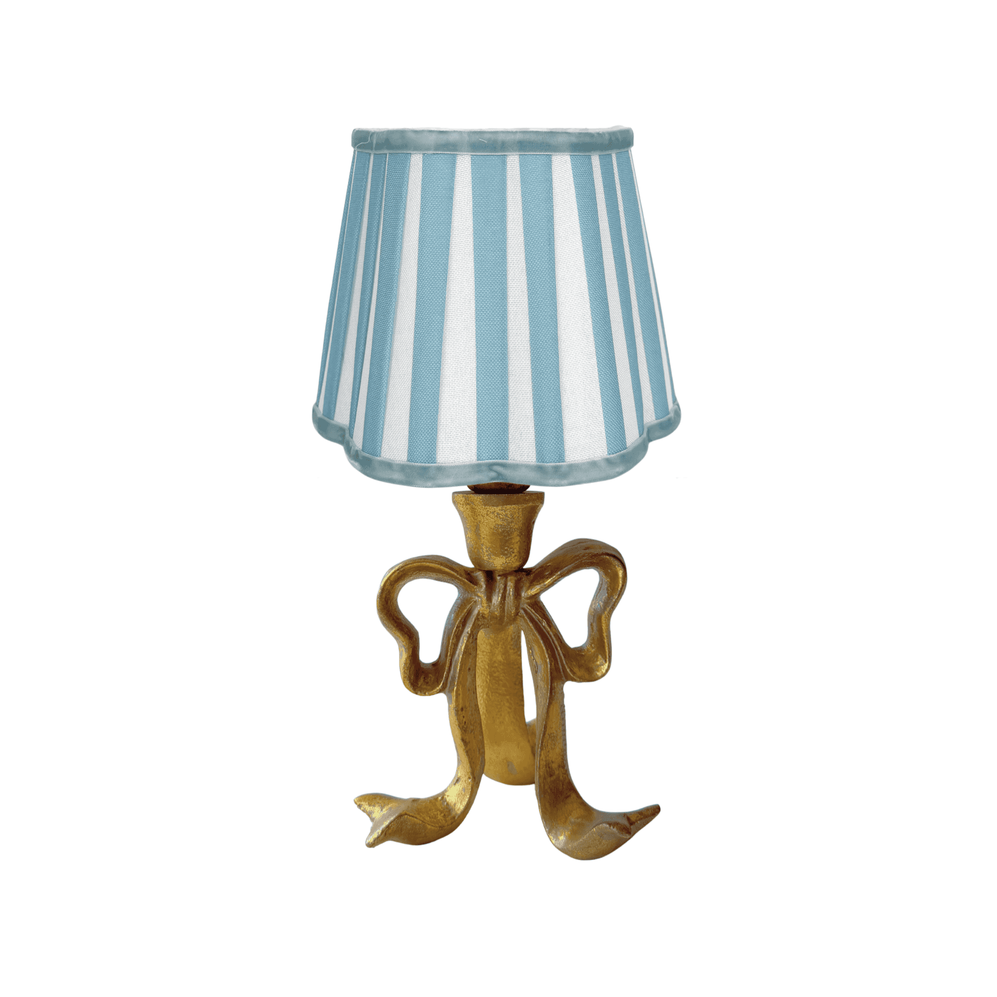 Blue Stripe Scallop Lamp Shade & Beau Base - Table Lamp - LUXE AND BEAU