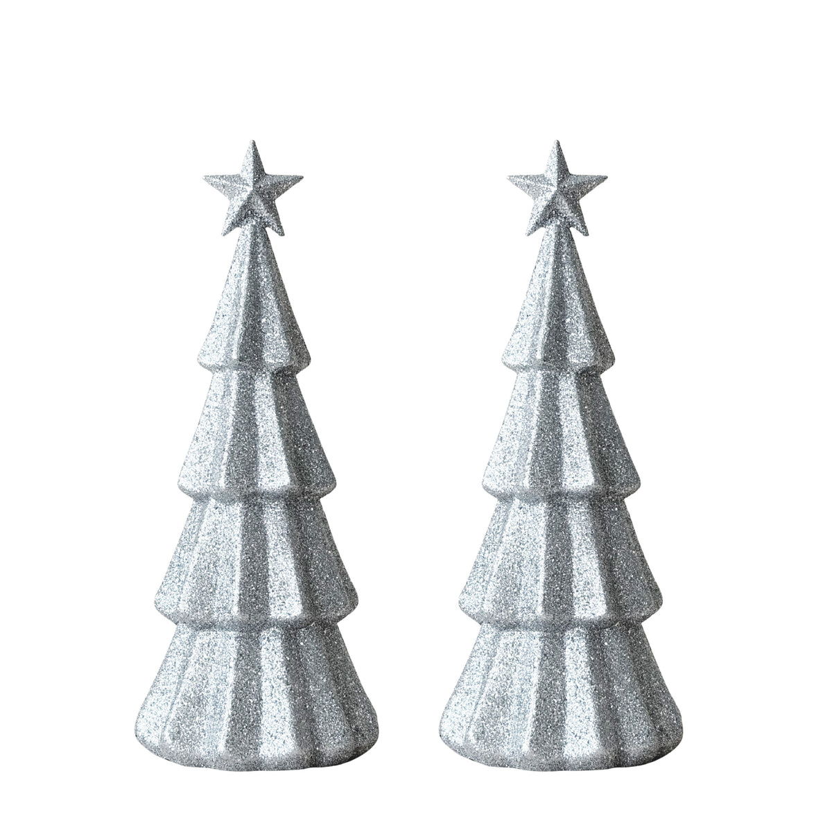 Large Silver Glitter Christmas Tree (Set of 2) - LUXE AND BEAU
