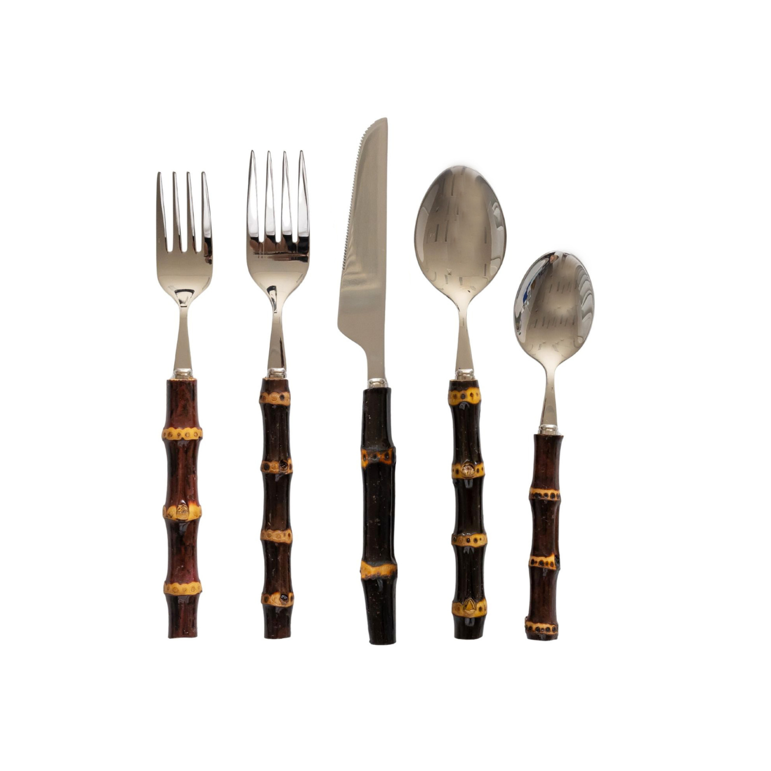 Burnt Bamboo 5pce Cutlery Set - LUXE AND BEAU
