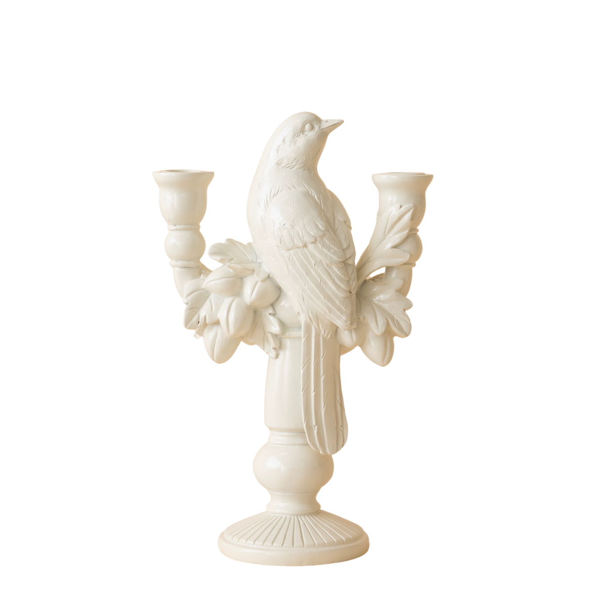 White bird double candle holder