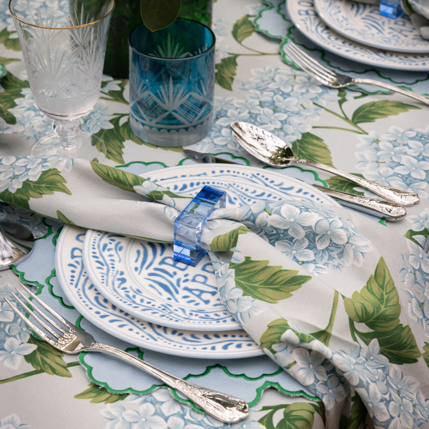 Blue Square Napkin Rings (Set Of 4) - LUXE AND BEAU