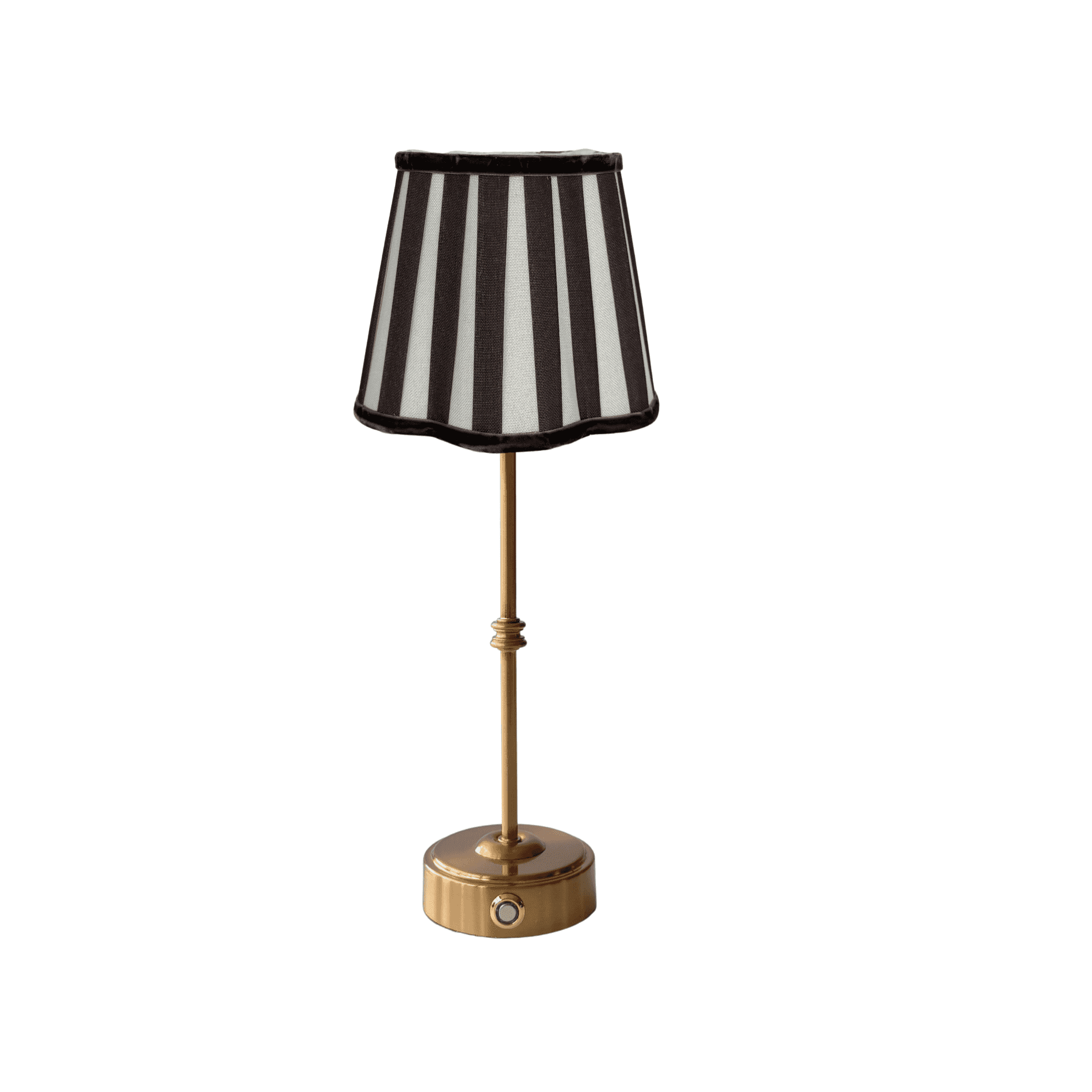 Black Stripe Scallop Lamp Shade & Gold Base - USB Table Lamp - LUXE AND BEAU