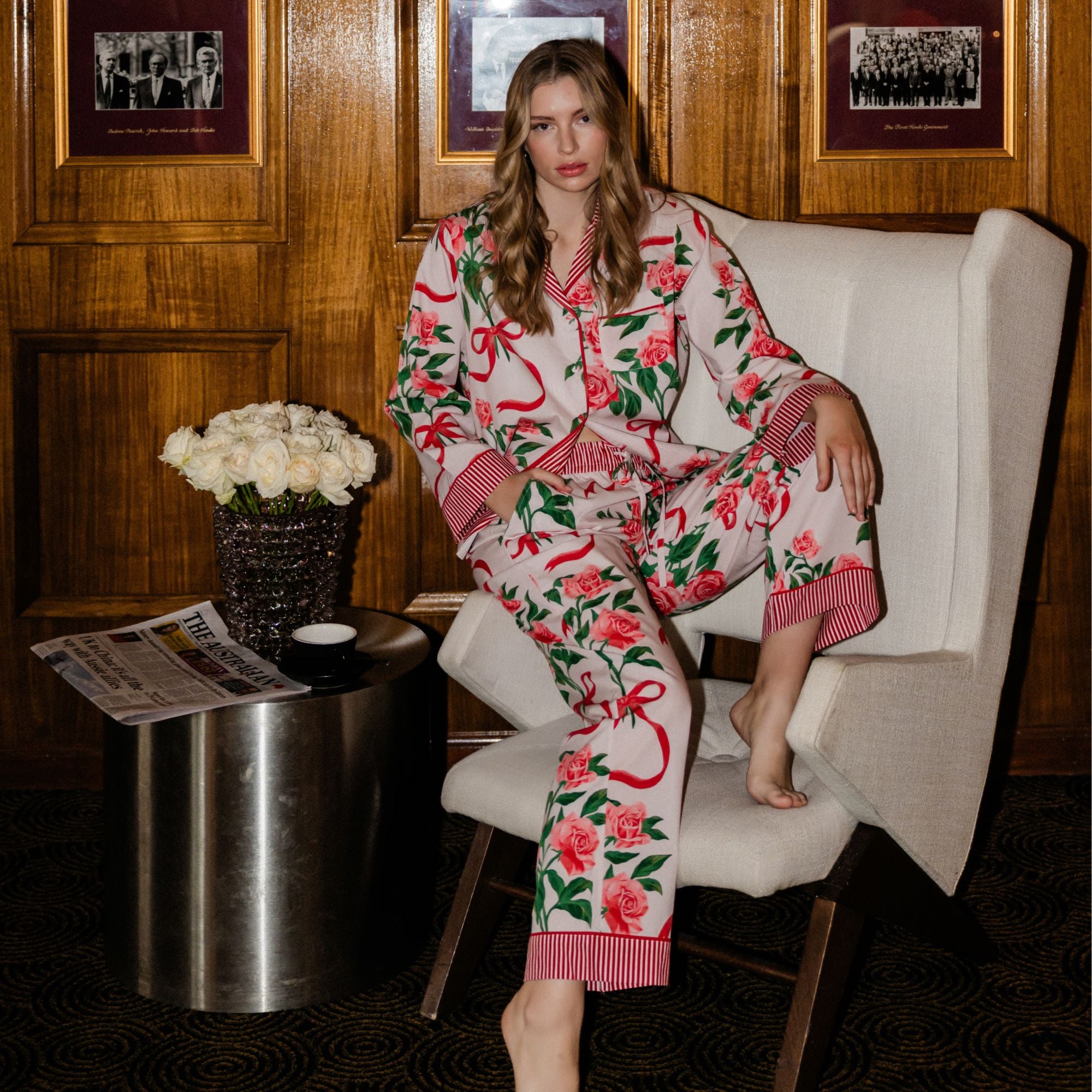 Chateau Rose Long Sleeve Pyjama Set - LUXE AND BEAU