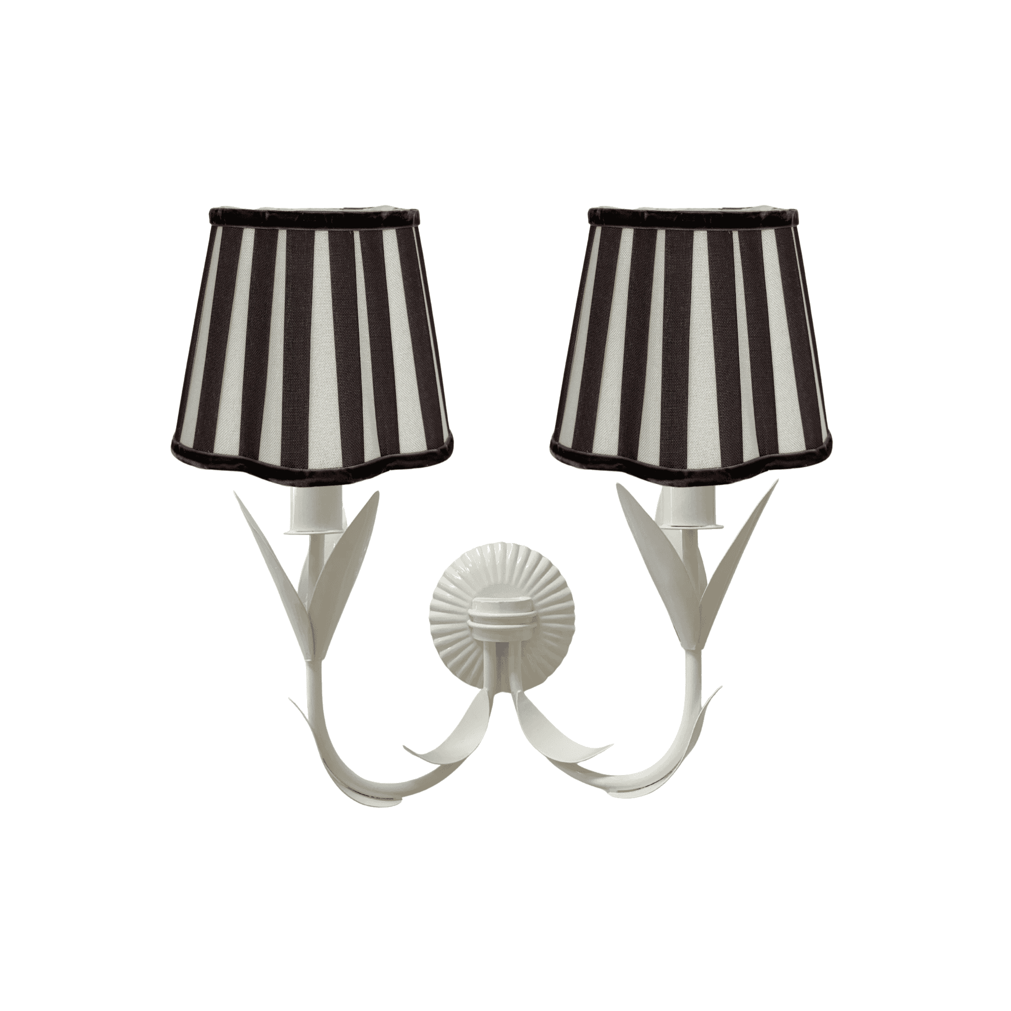 Black Stripe Scallop Lamp Shade and La Fleur Ivory Wall Sconce - LUXE AND BEAU