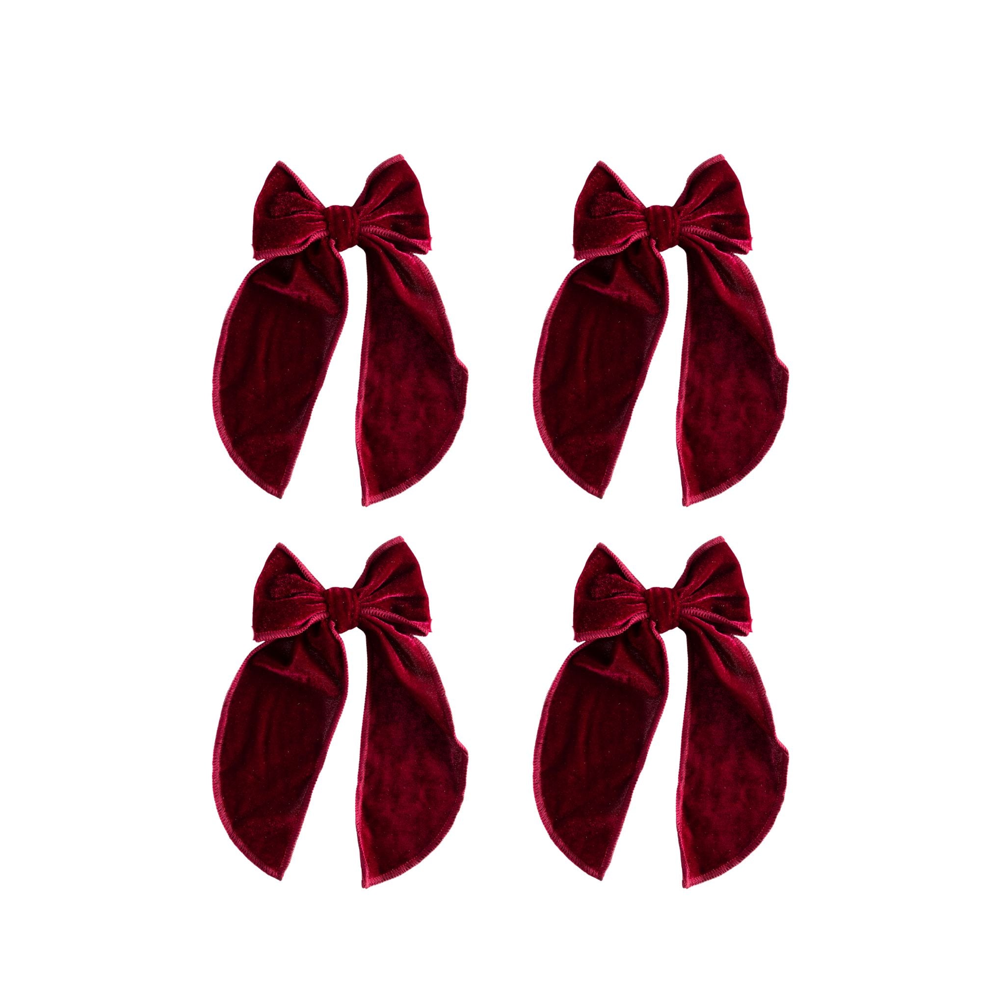 Small Rouge Velvet Bow (Set of 4) - LUXE AND BEAU