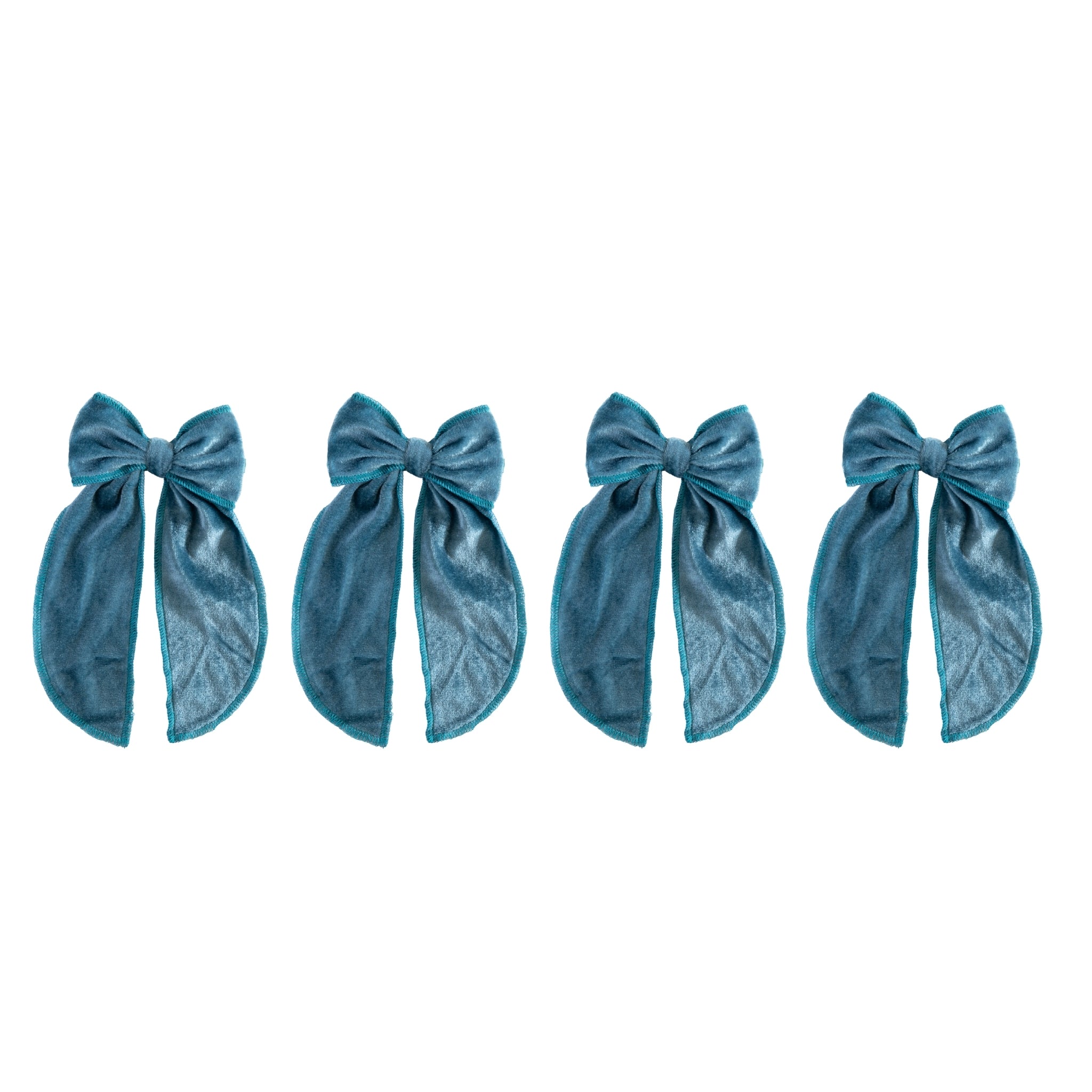 Small Ocean Blue Velvet Bow (Set of 4) - LUXE AND BEAU