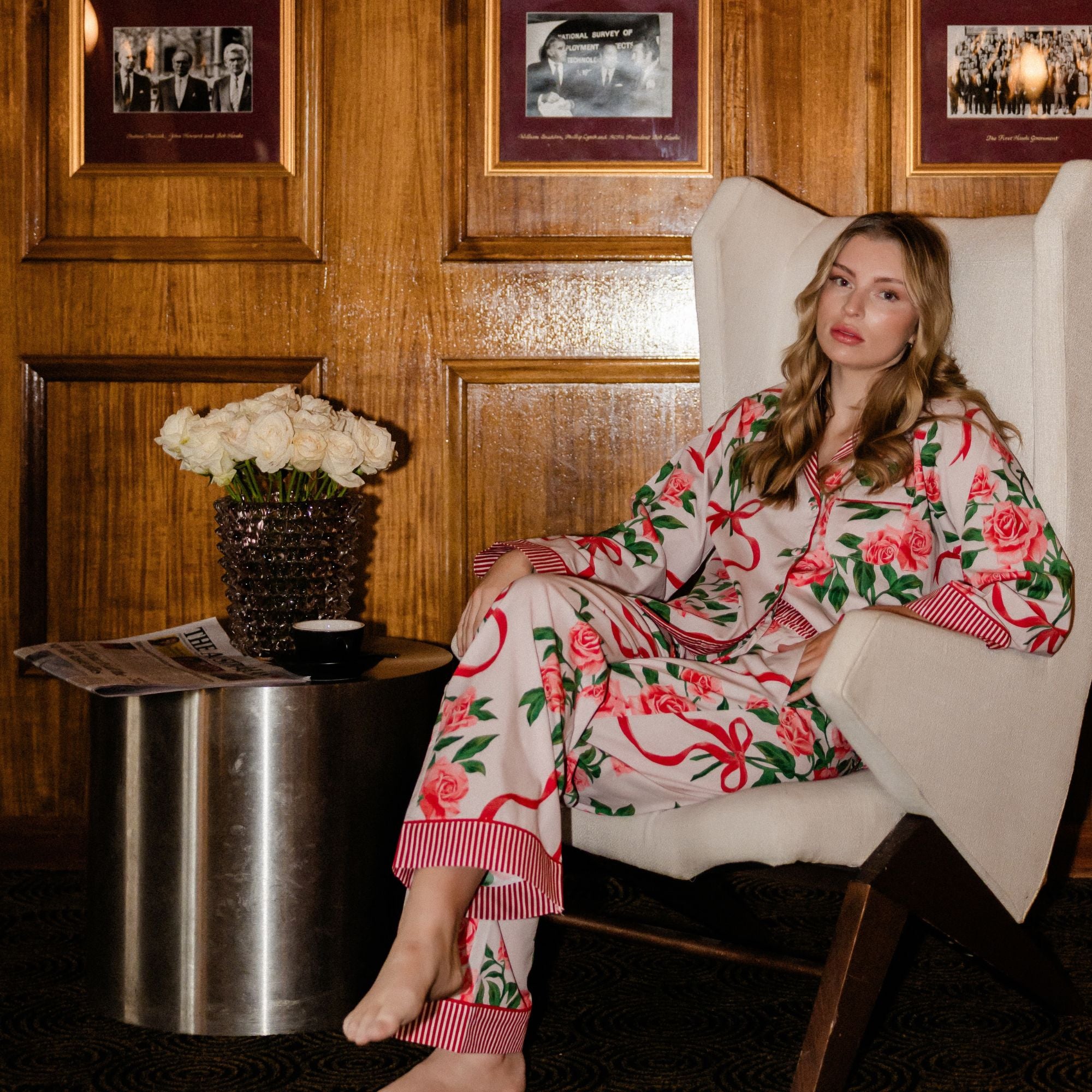 Chateau Rose Long Sleeve Pyjama Set - LUXE AND BEAU