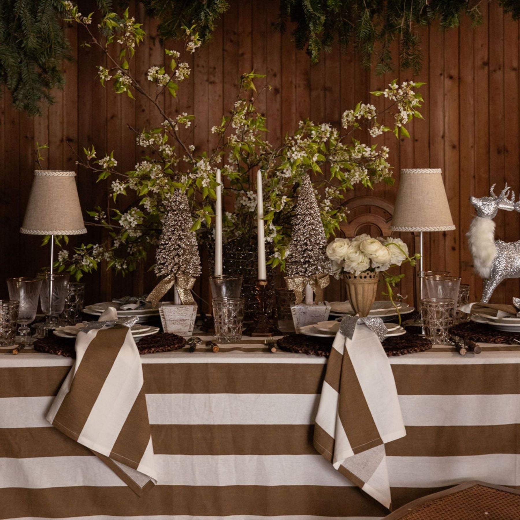 Mocha Stripe Napkins (Set of 4) - LUXE AND BEAU