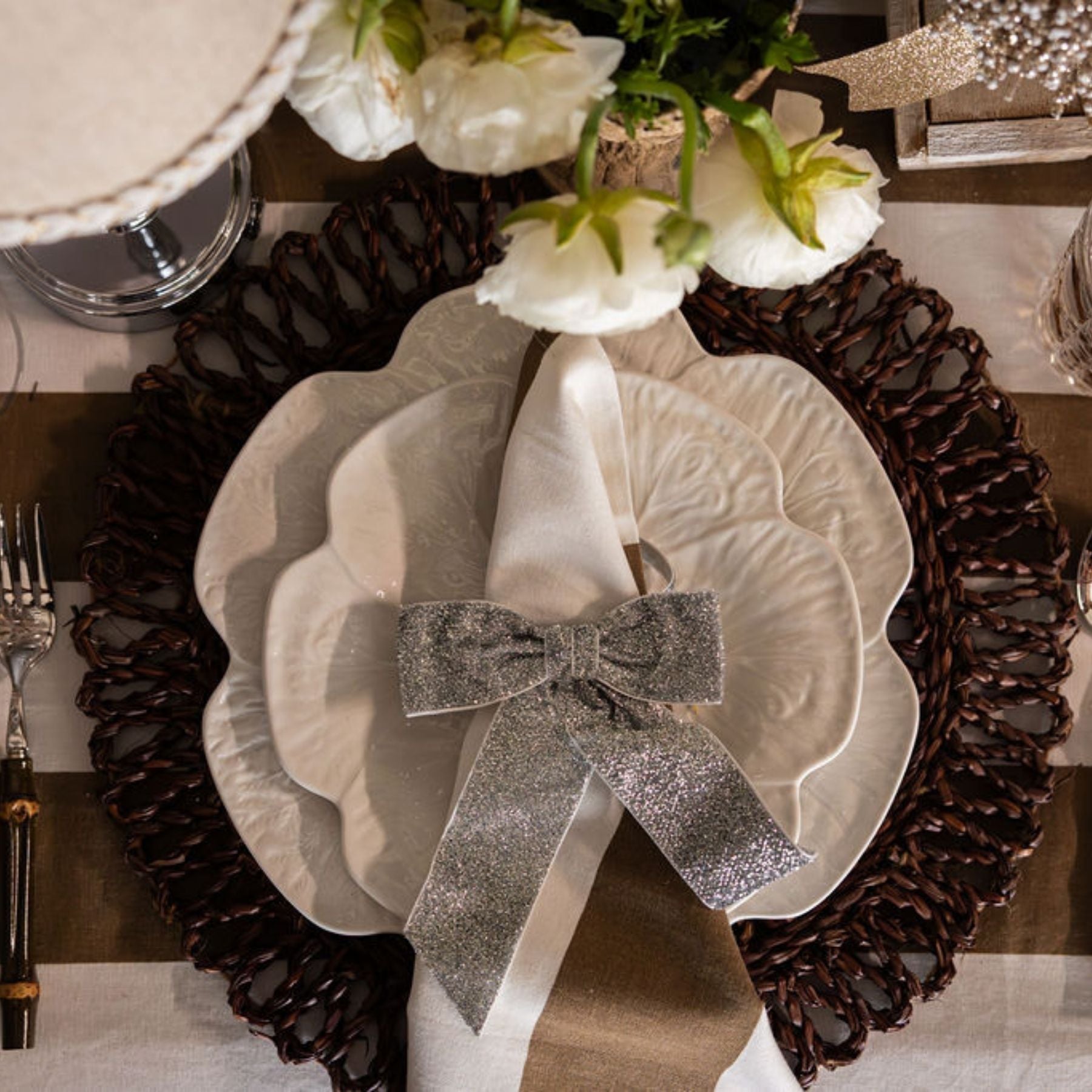 Mocha Stripe Napkins (Set of 4) - LUXE AND BEAU