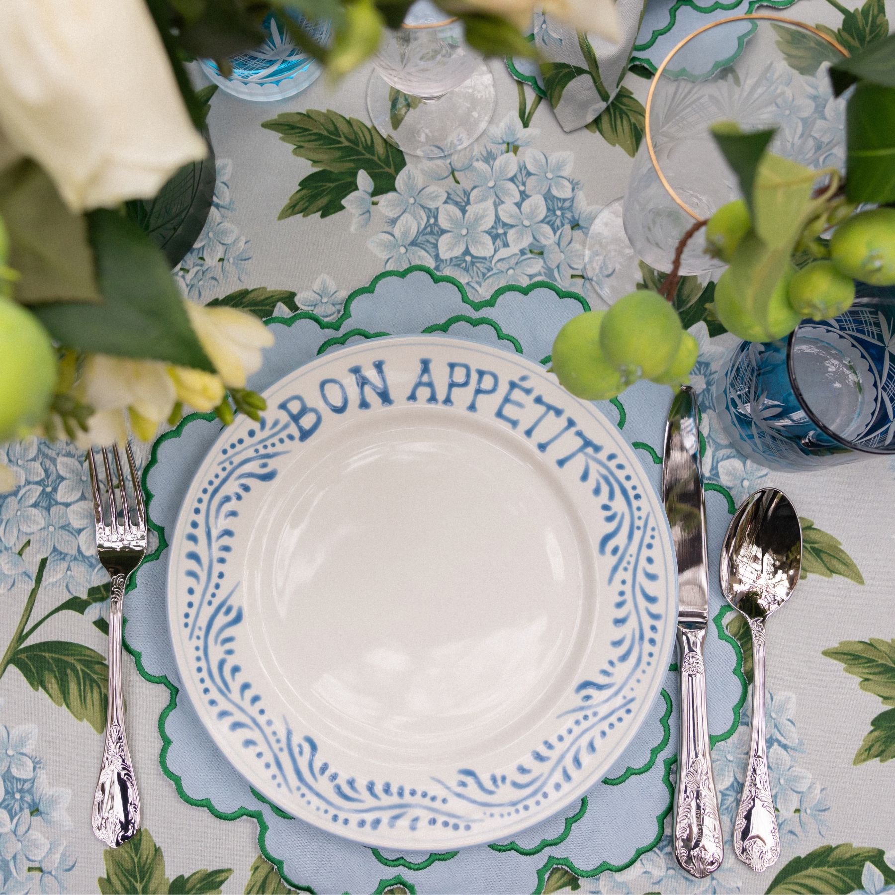 Blue Bon Appetit Dinner Plate - LUXE AND BEAU