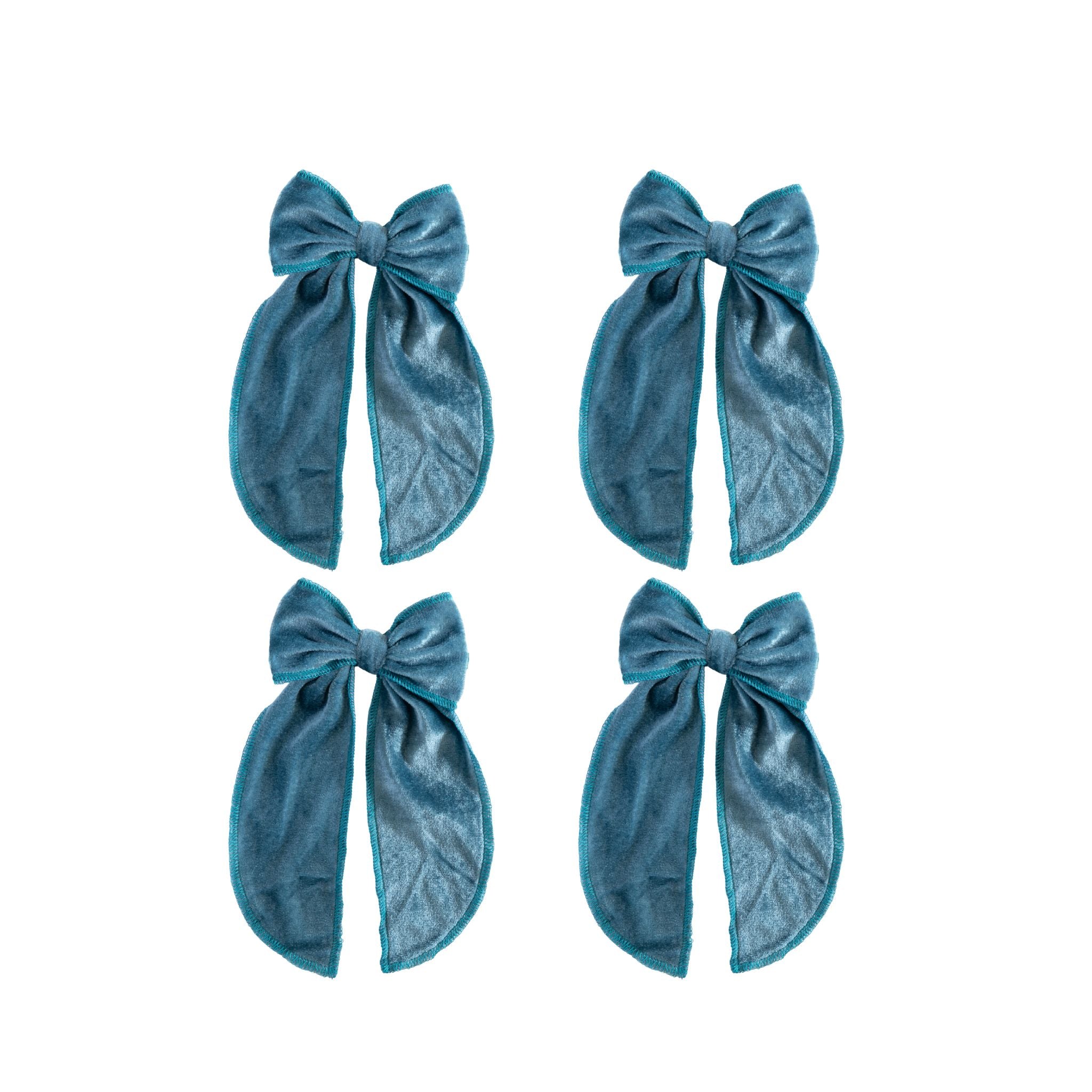 Small Ocean Blue Velvet Bow (Set of 4) - LUXE AND BEAU