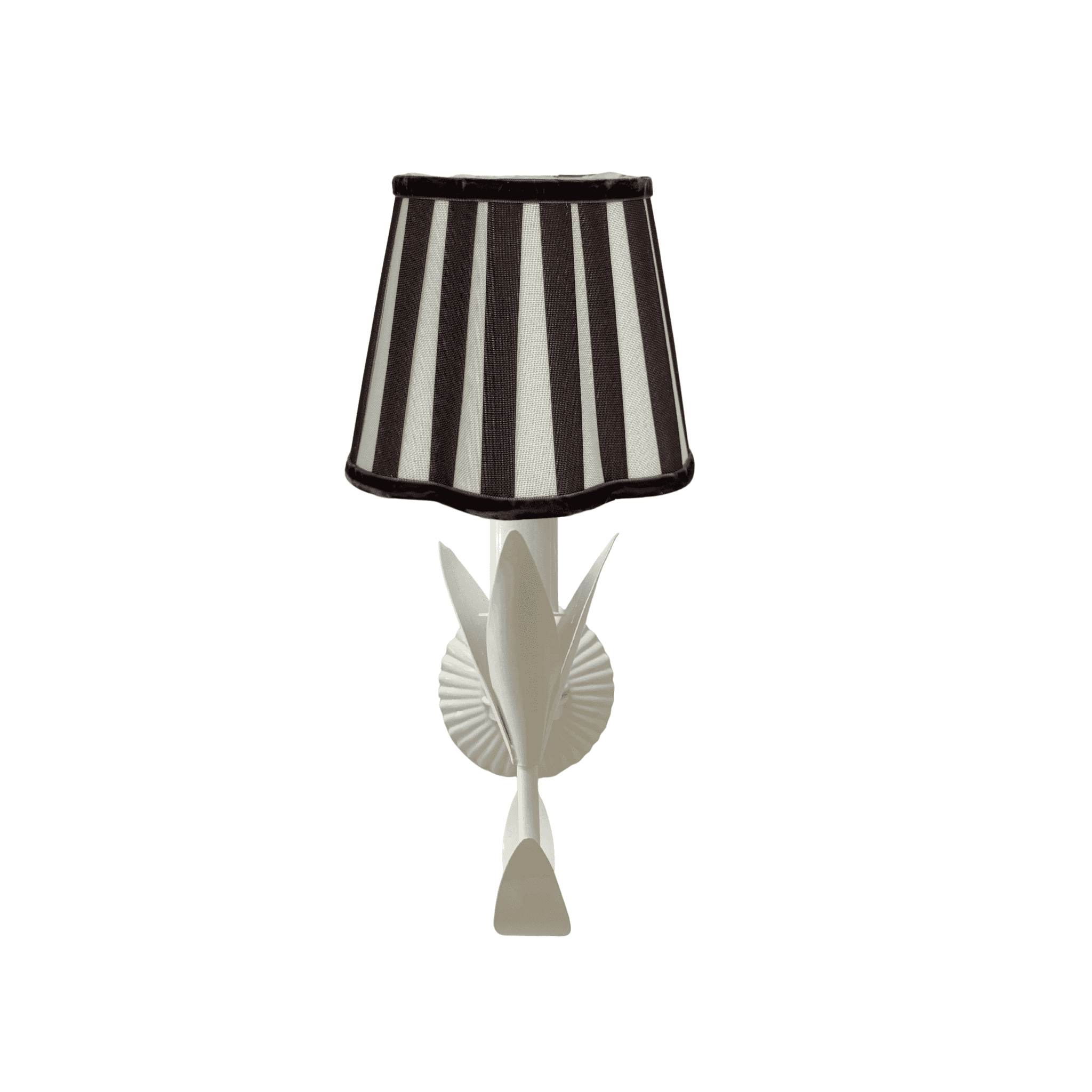 Black Stripe Scallop Lamp Shade and La Fleur Ivory Wall Sconce - LUXE AND BEAU