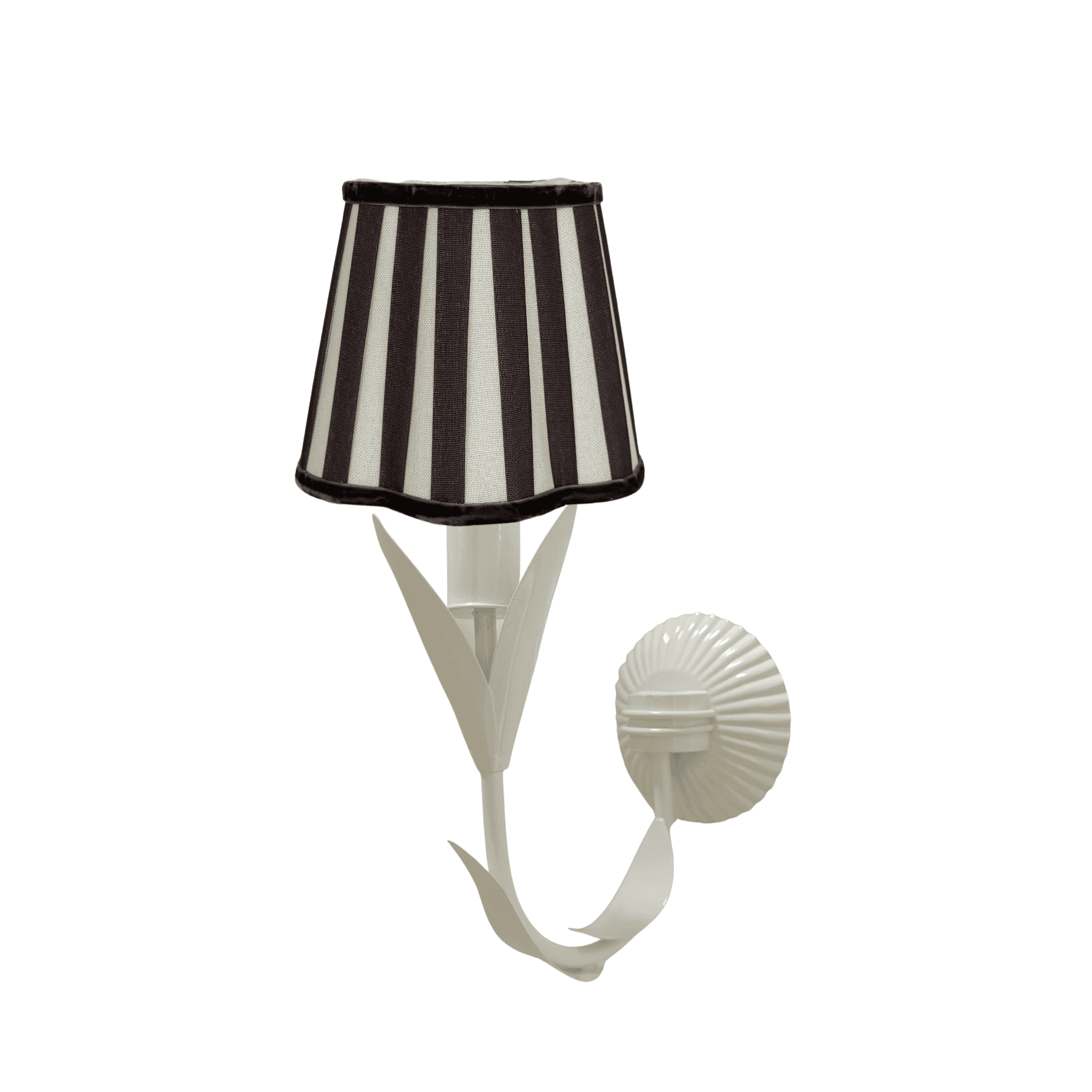 Black Stripe Scallop Lamp Shade and La Fleur Ivory Wall Sconce - LUXE AND BEAU