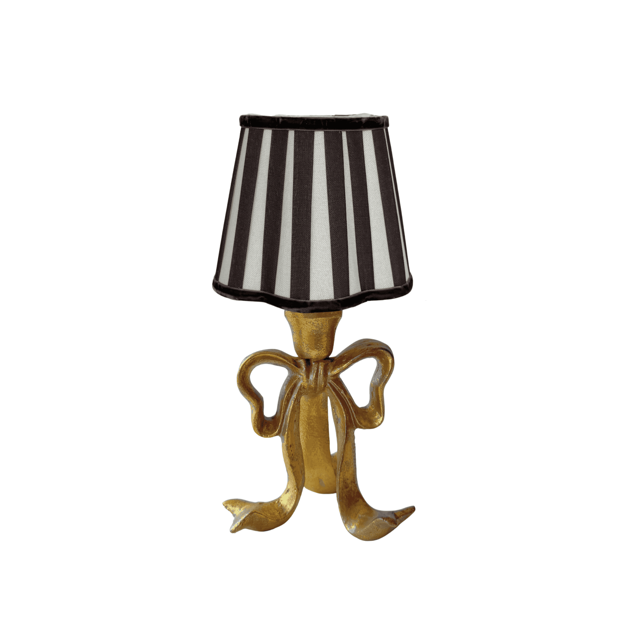Black Stripe Scallop Lamp Shade & Beau Base - Table Lamp - LUXE AND BEAU