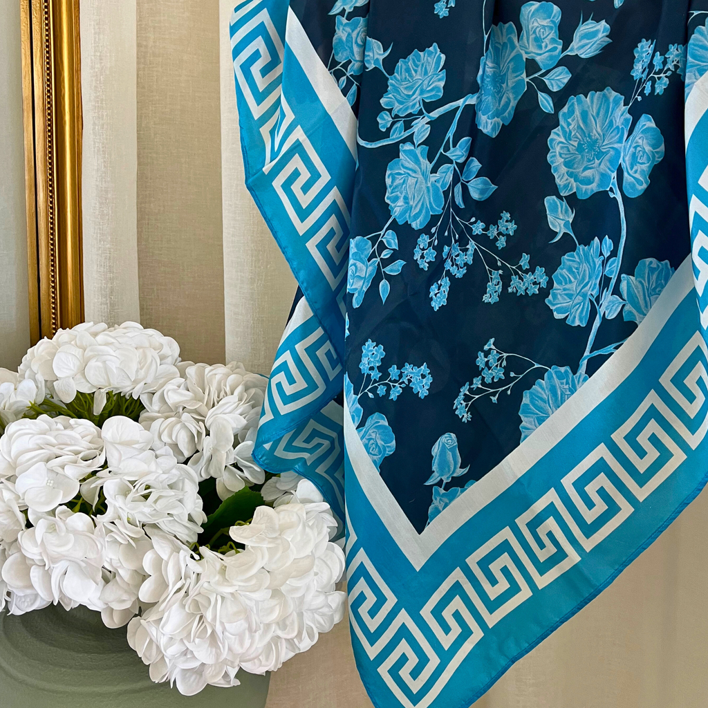 Buy Luxe Cushions & Linens - Camille Blue Silk Scarf - By Luxe & Beau Designs 