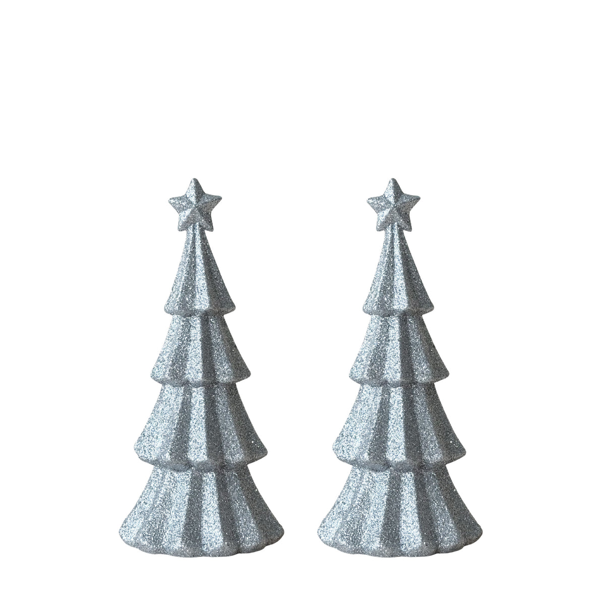 Small Silver Glitter Christmas Tree (Set of 2) - LUXE AND BEAU