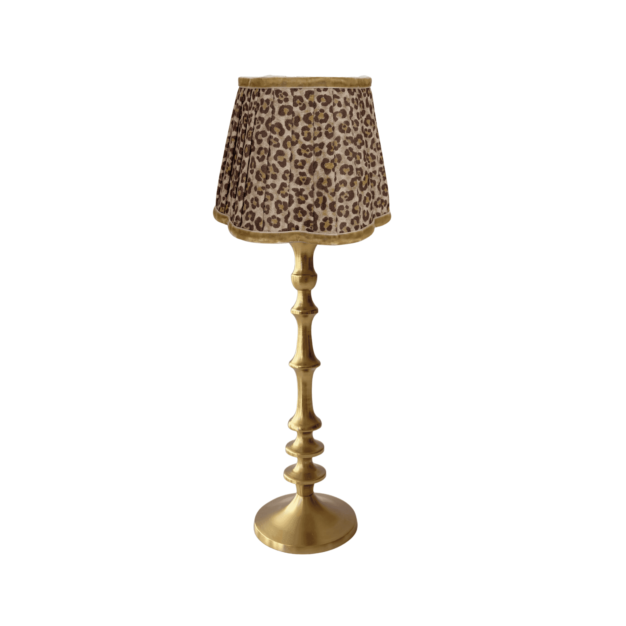 Leopard Scallop Lamp Shade & Brass Base - Table Lamp - LUXE AND BEAU