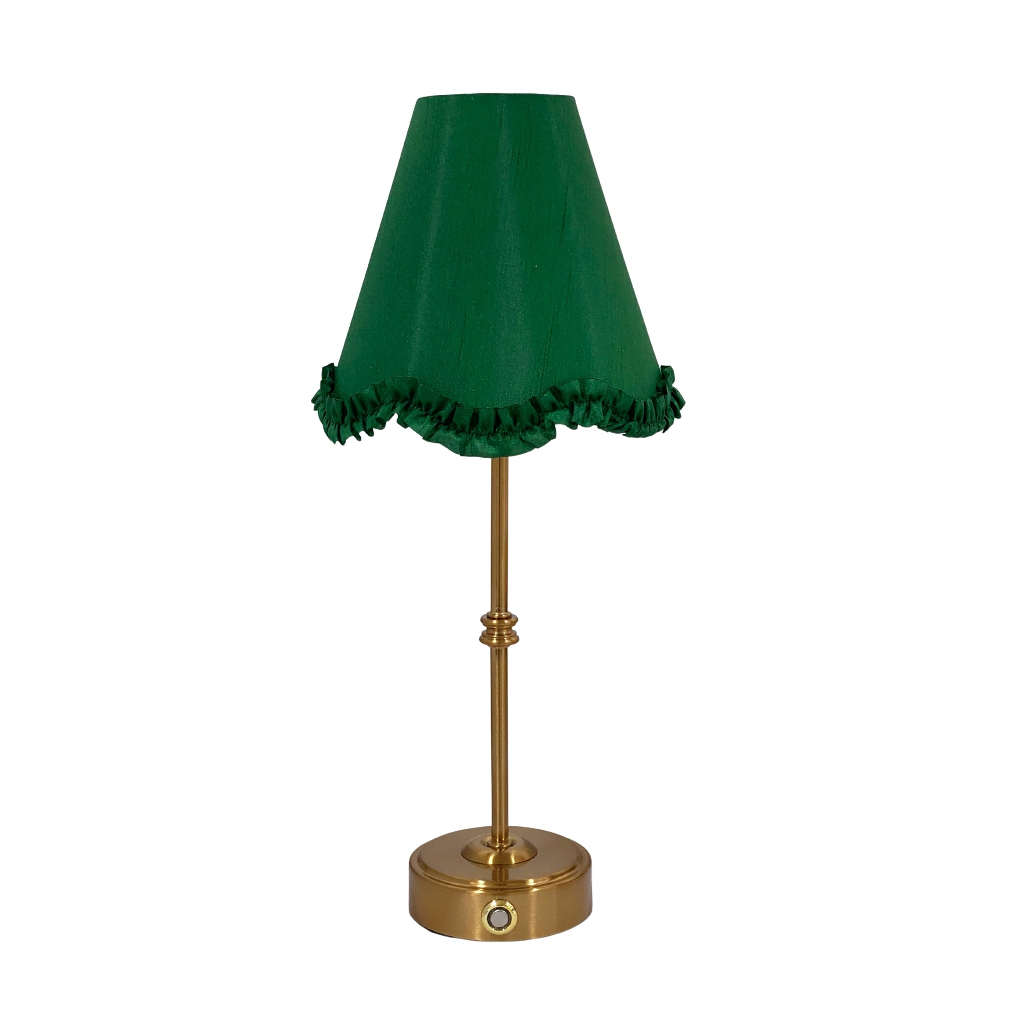Emerald Scallop Ruffle Lamp Shade & Gold Base - USB Table Lamp - LUXE AND BEAU