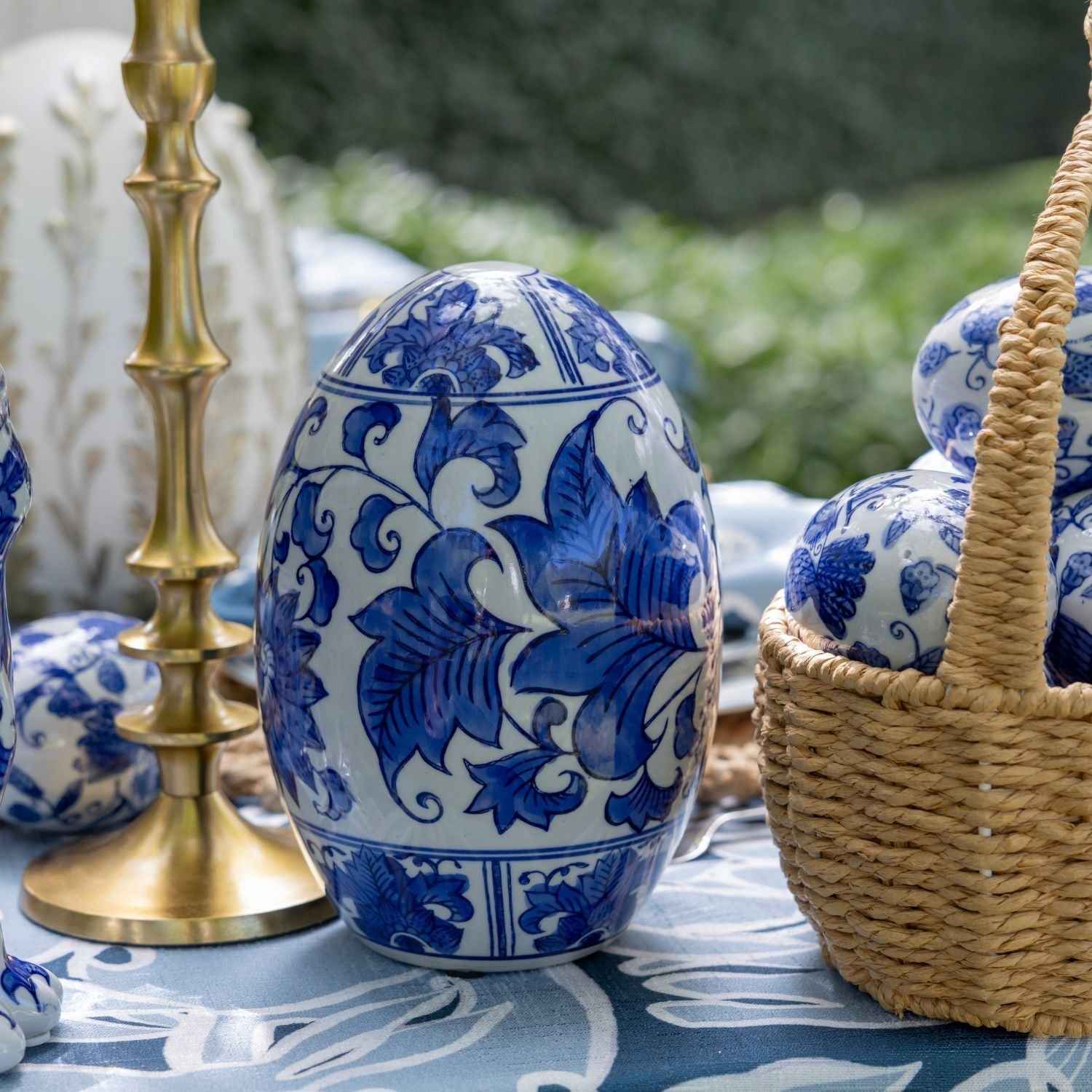 Large Blue Ceramic Easter Eggs (Set of 2) - LUXE AND BEAU