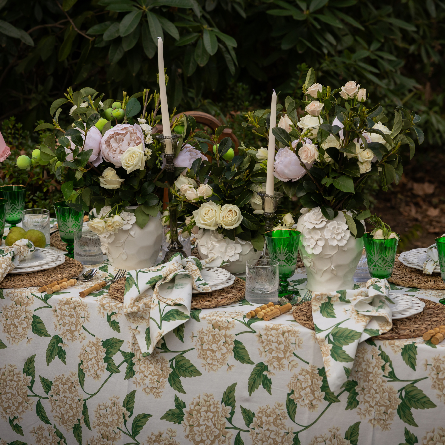 Cream Hydrangea Napkins (Set of 4) - LUXE AND BEAU