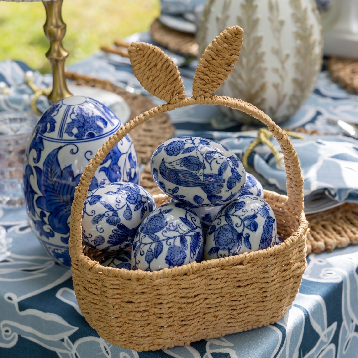 Blue Ceramic Easter Eggs (Set of 6) - LUXE AND BEAU