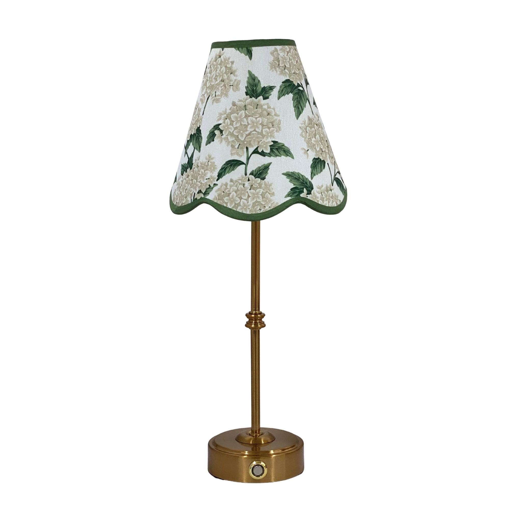 Cream Hydrangea Scallop Lamp Shade & Gold Base - USB Table Lamp - LUXE AND BEAU