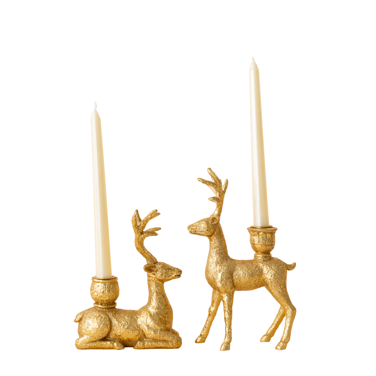 Gold deer candle holders with taper candles
