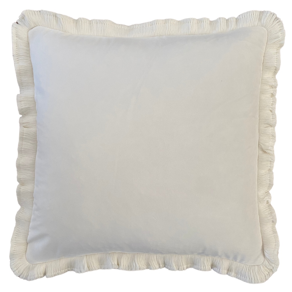 Buy Luxe Cushions & Linens - Ivory Velvet with Fringe - By Luxe & Beau Designs 