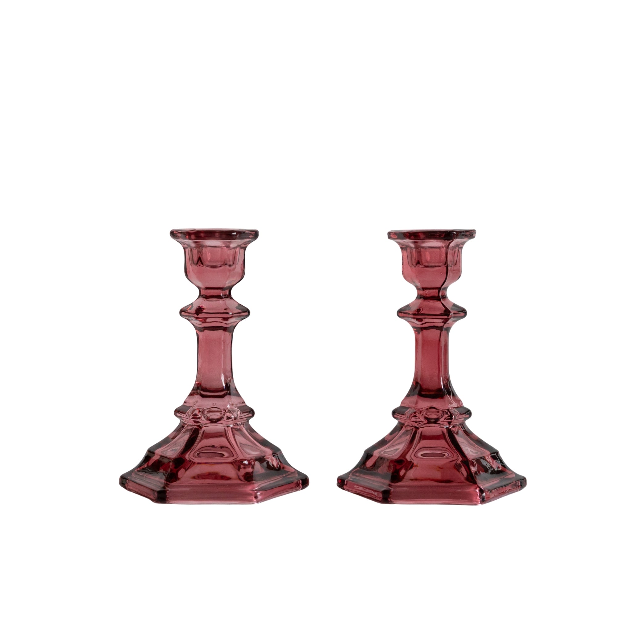 Rouge Glass Candle Holder (Set of 2) - LUXE AND BEAU