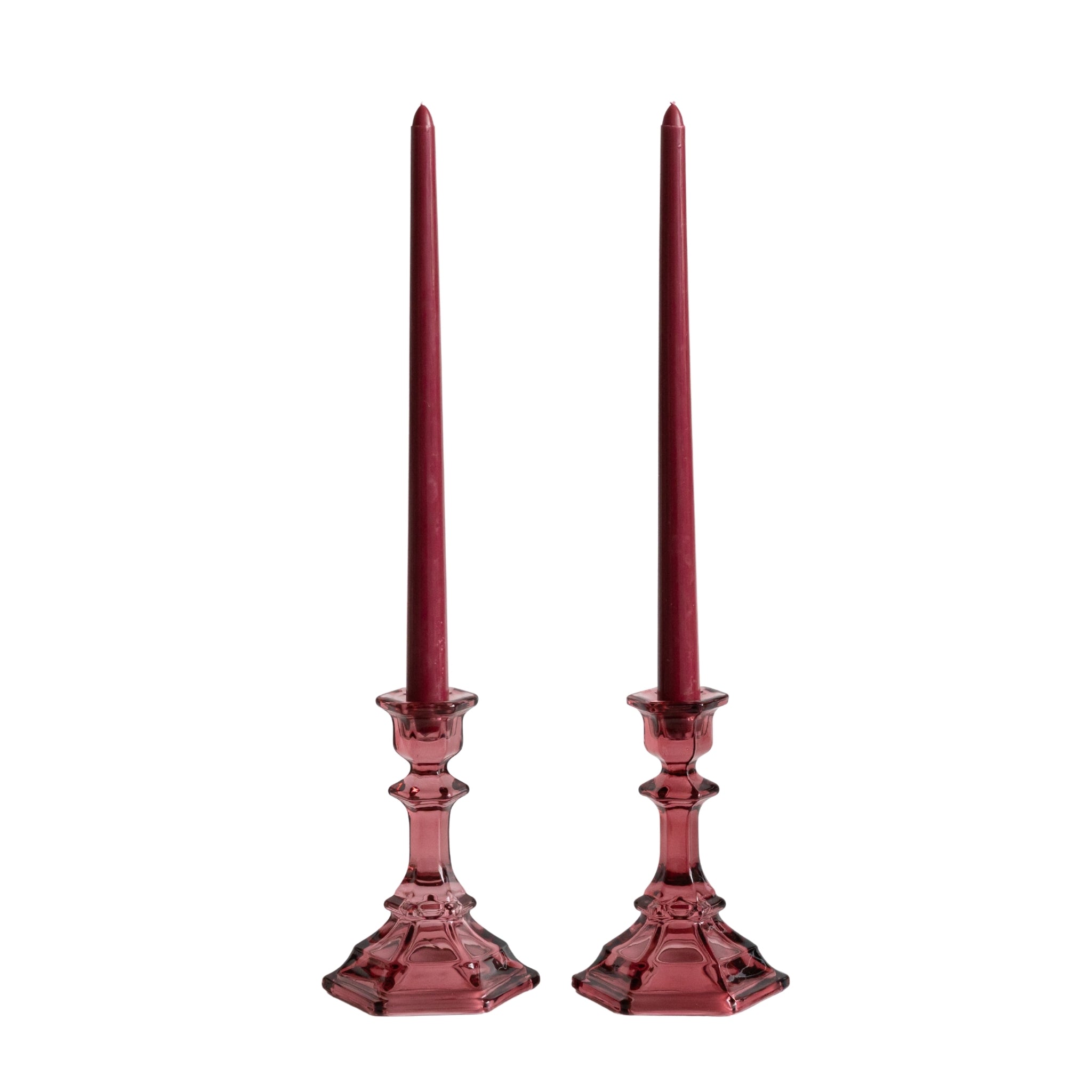 Rouge Glass Candle Holder (Set of 2) - LUXE AND BEAU