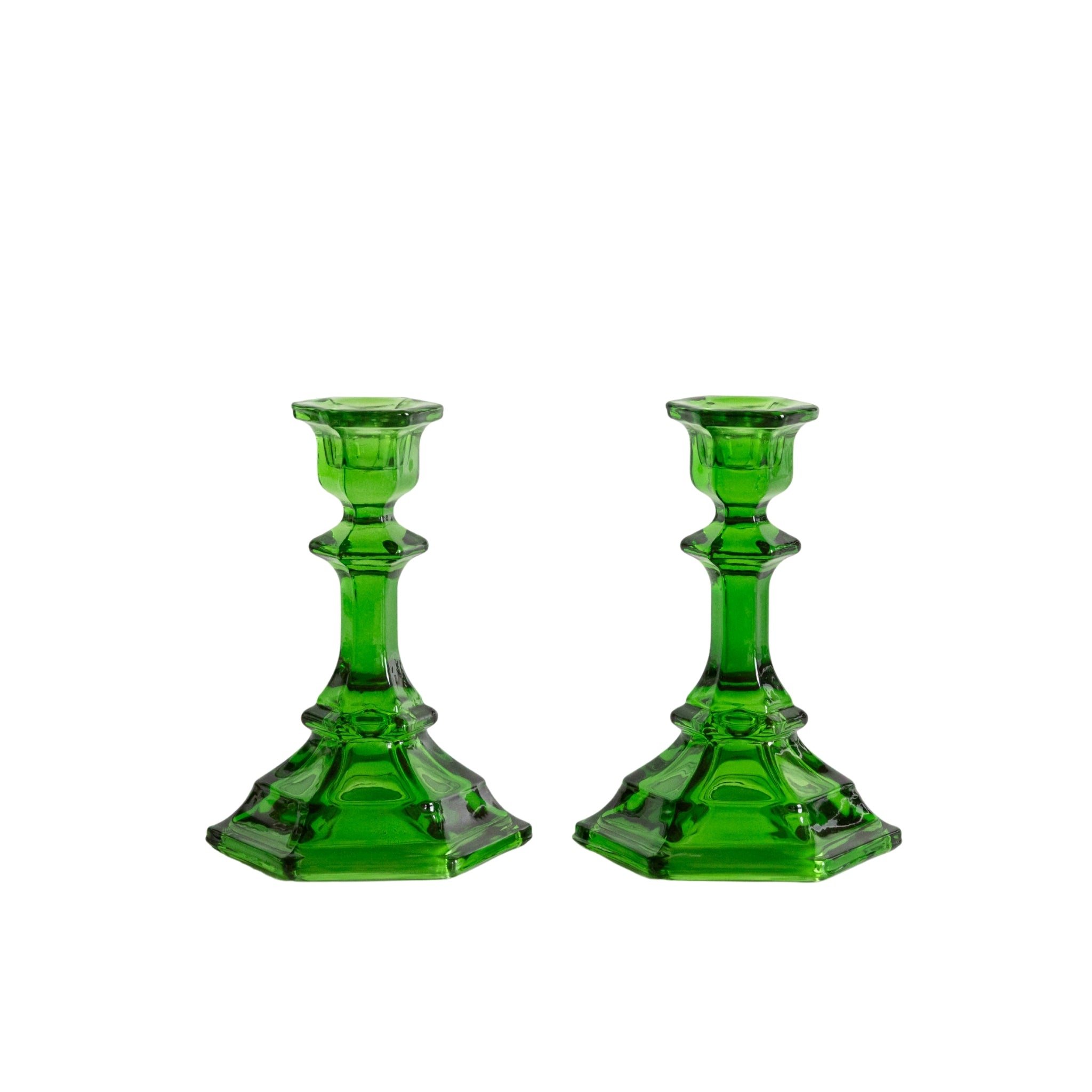 Verdant Green Glass Candle Holder (Set of 2) - LUXE AND BEAU