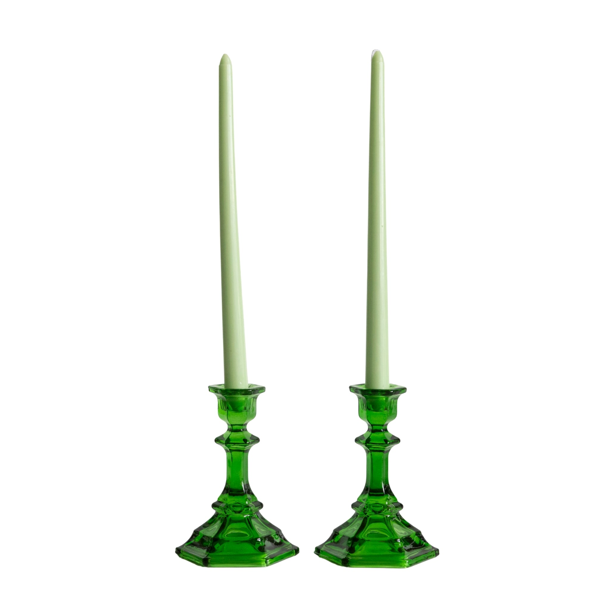 Verdant Green Glass Candle Holder (Set of 2) - LUXE AND BEAU