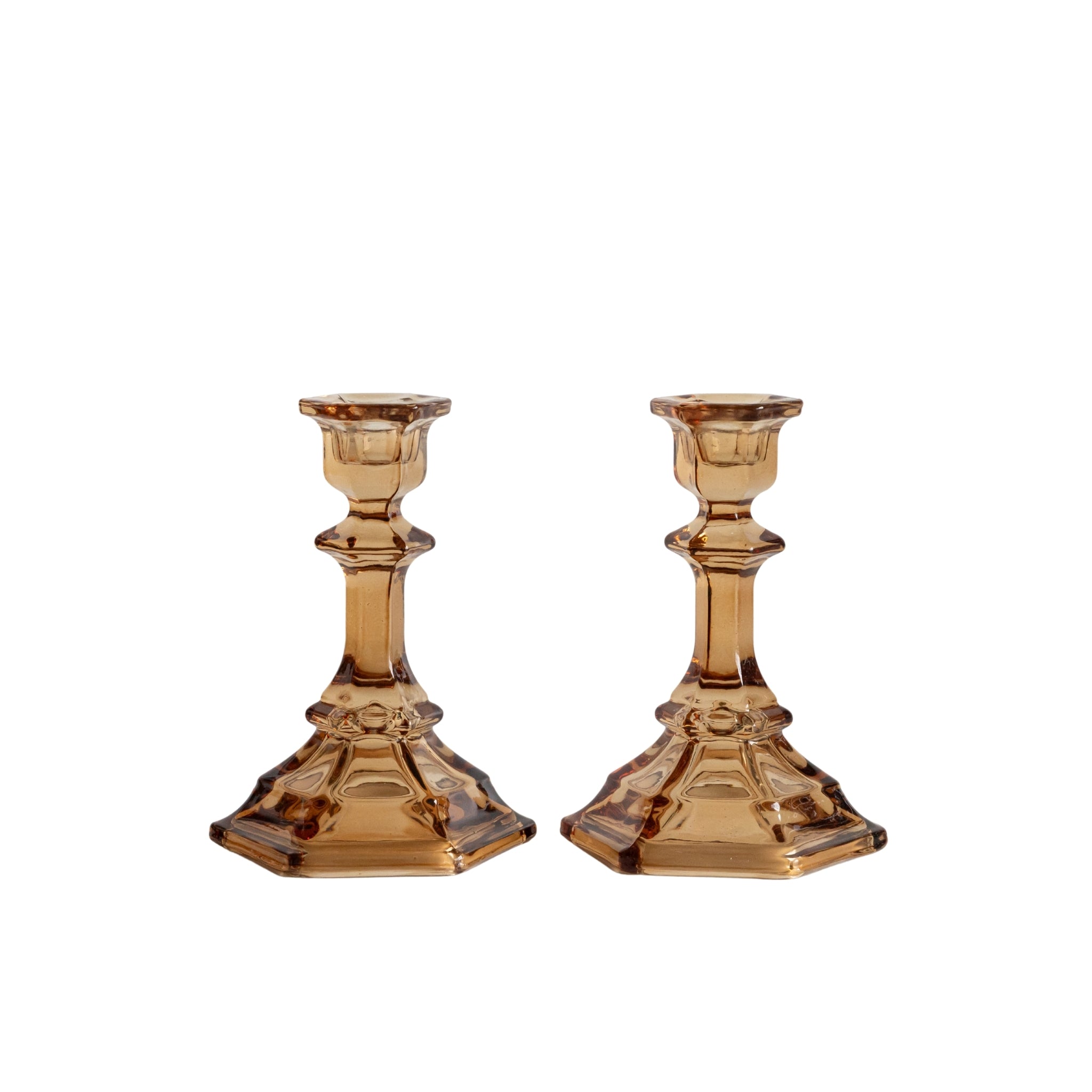 Mocha Glass Candle Holder (Set of 2) - LUXE AND BEAU