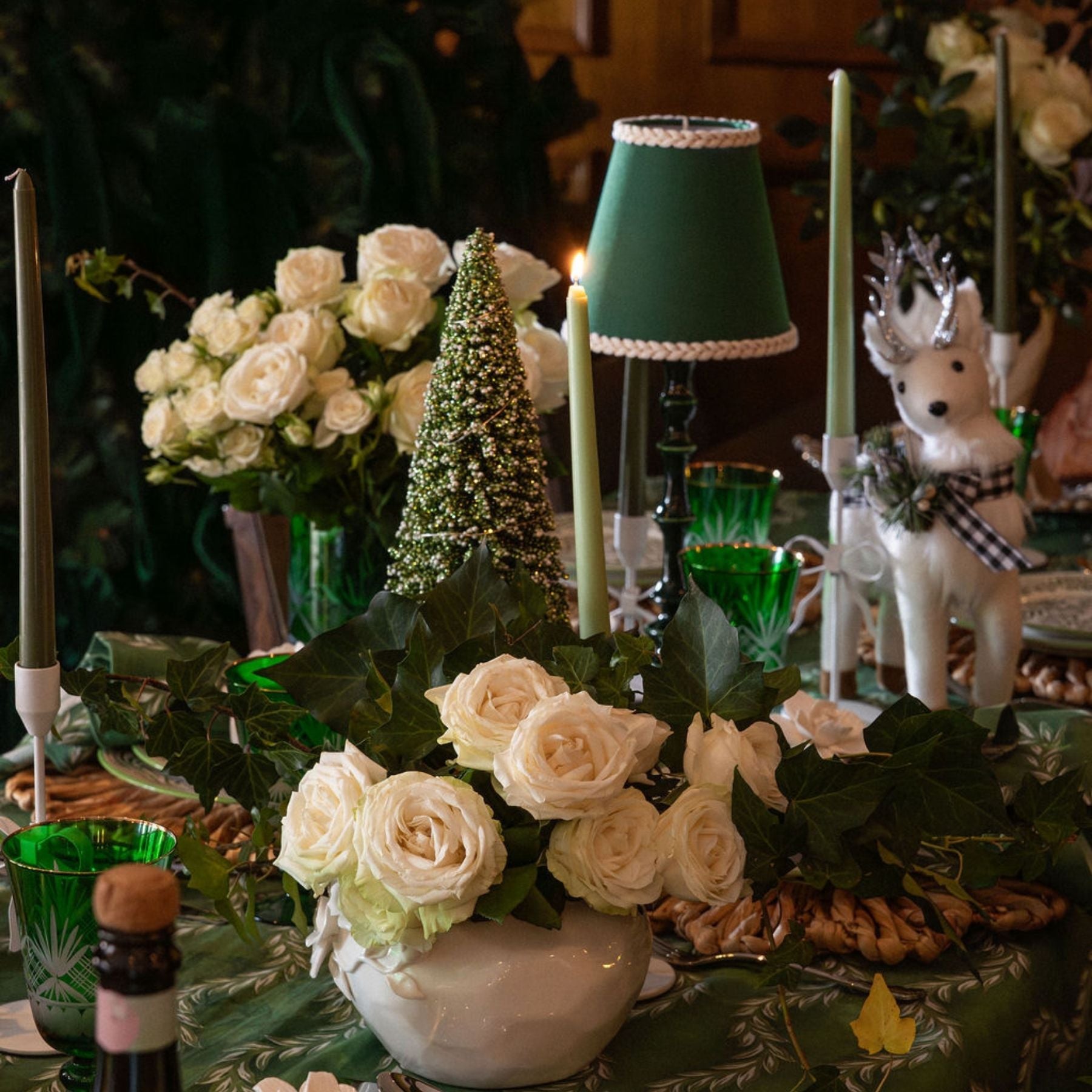 Willow Buds Green Taper Candles (Set of 4) - LUXE AND BEAU