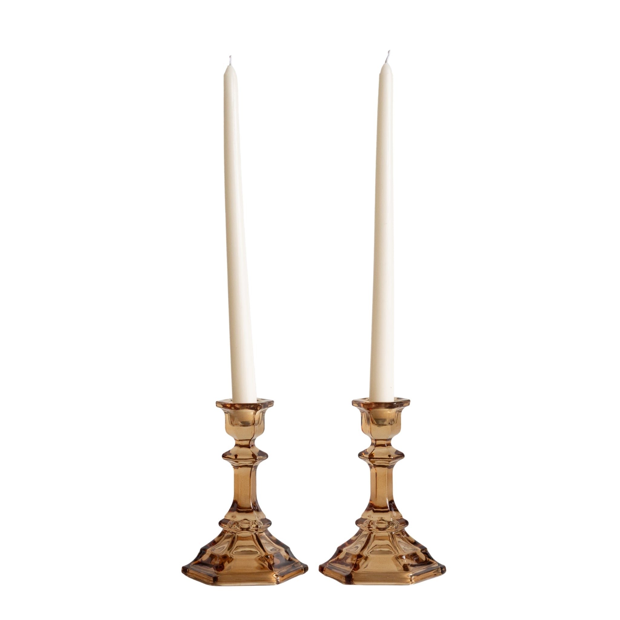 Mocha Glass Candle Holder (Set of 2) - LUXE AND BEAU
