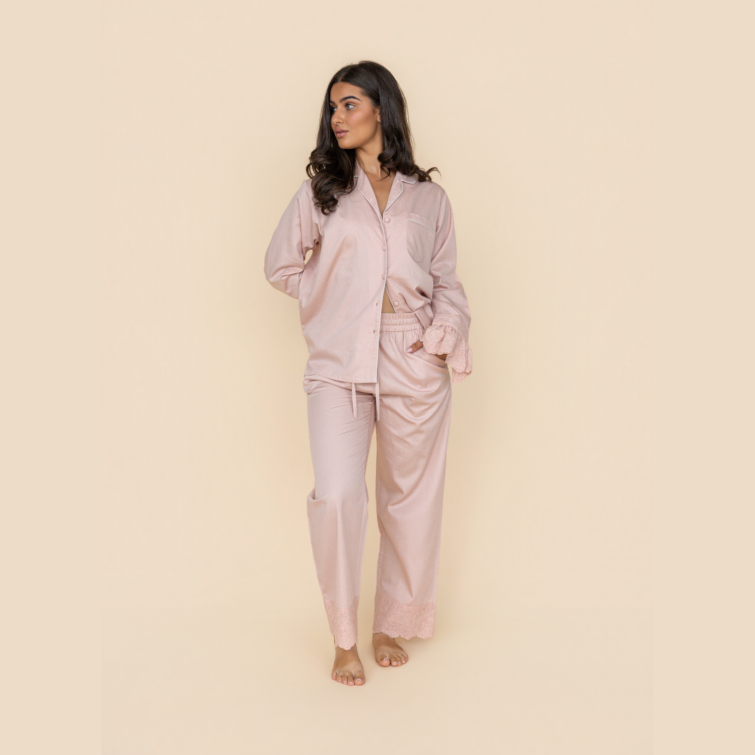 Rose Heirloom Lace Long Sleeve Pyjama Set - LUXE AND BEAU