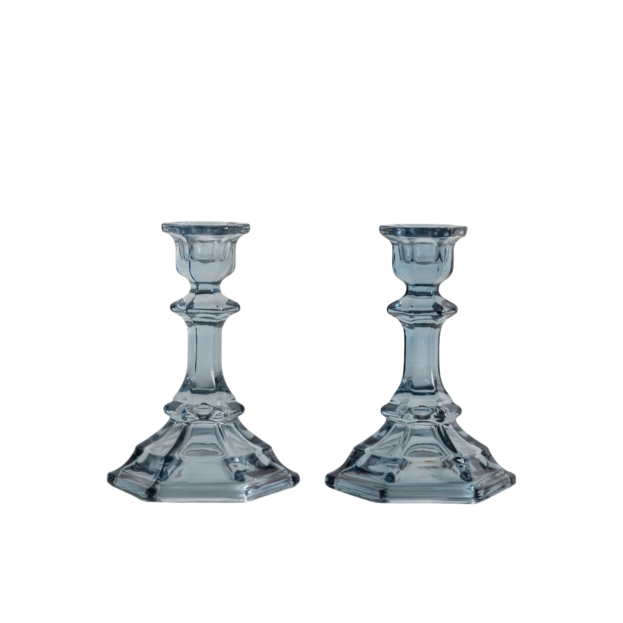 Ocean Blue Glass Candle Holder (Set of 2) - LUXE AND BEAU