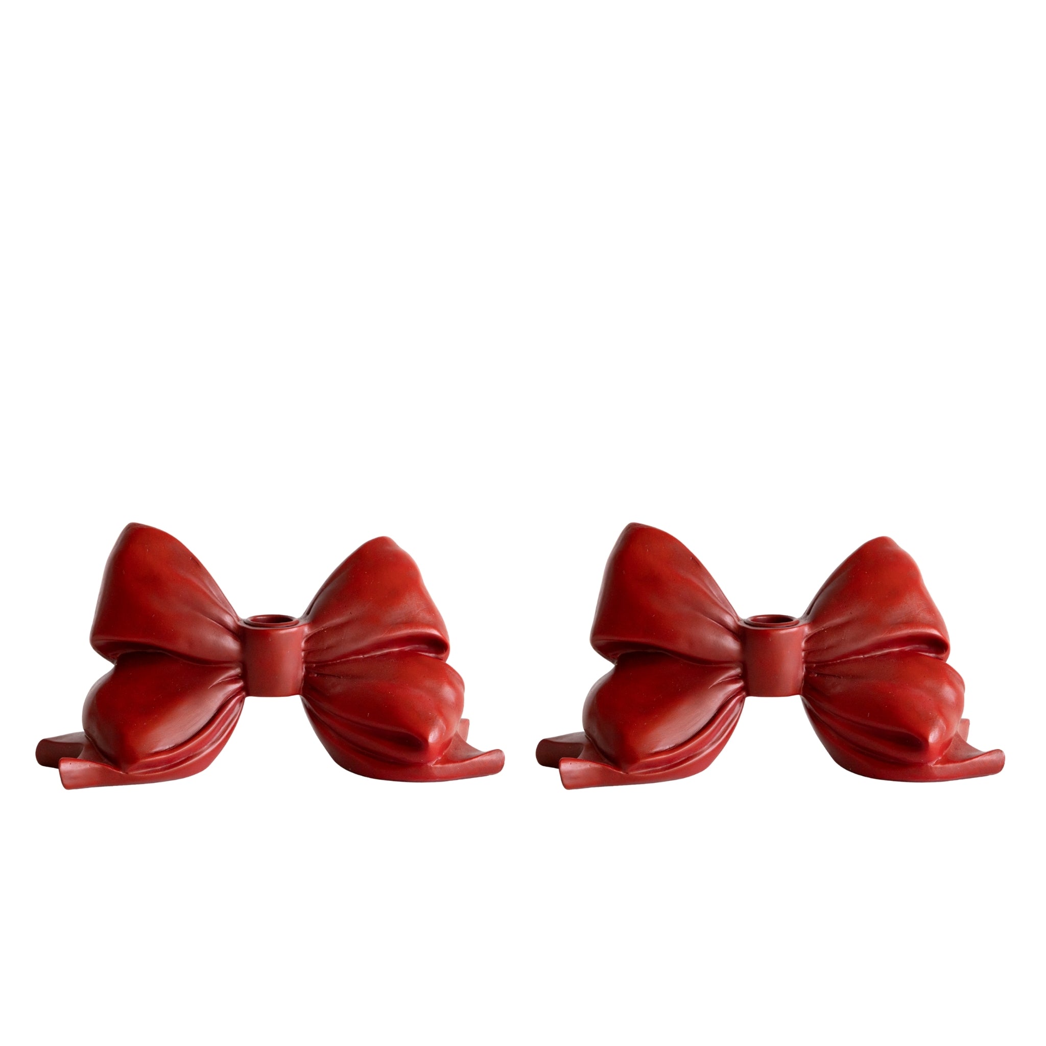 Red Bow Candle Holder (Set of 2) - LUXE AND BEAU