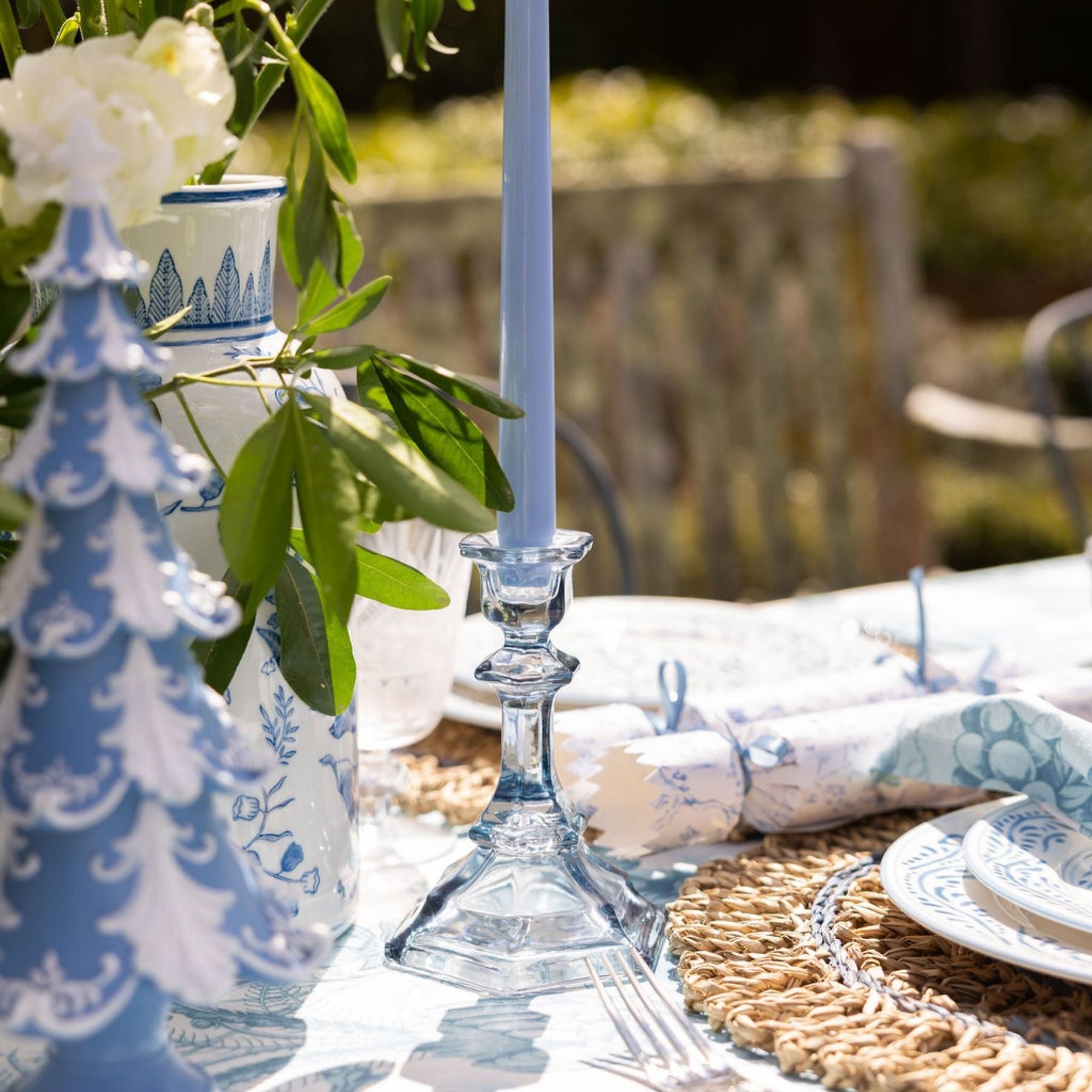 Ocean Blue Glass Candle Holder (Set of 2) - LUXE AND BEAU