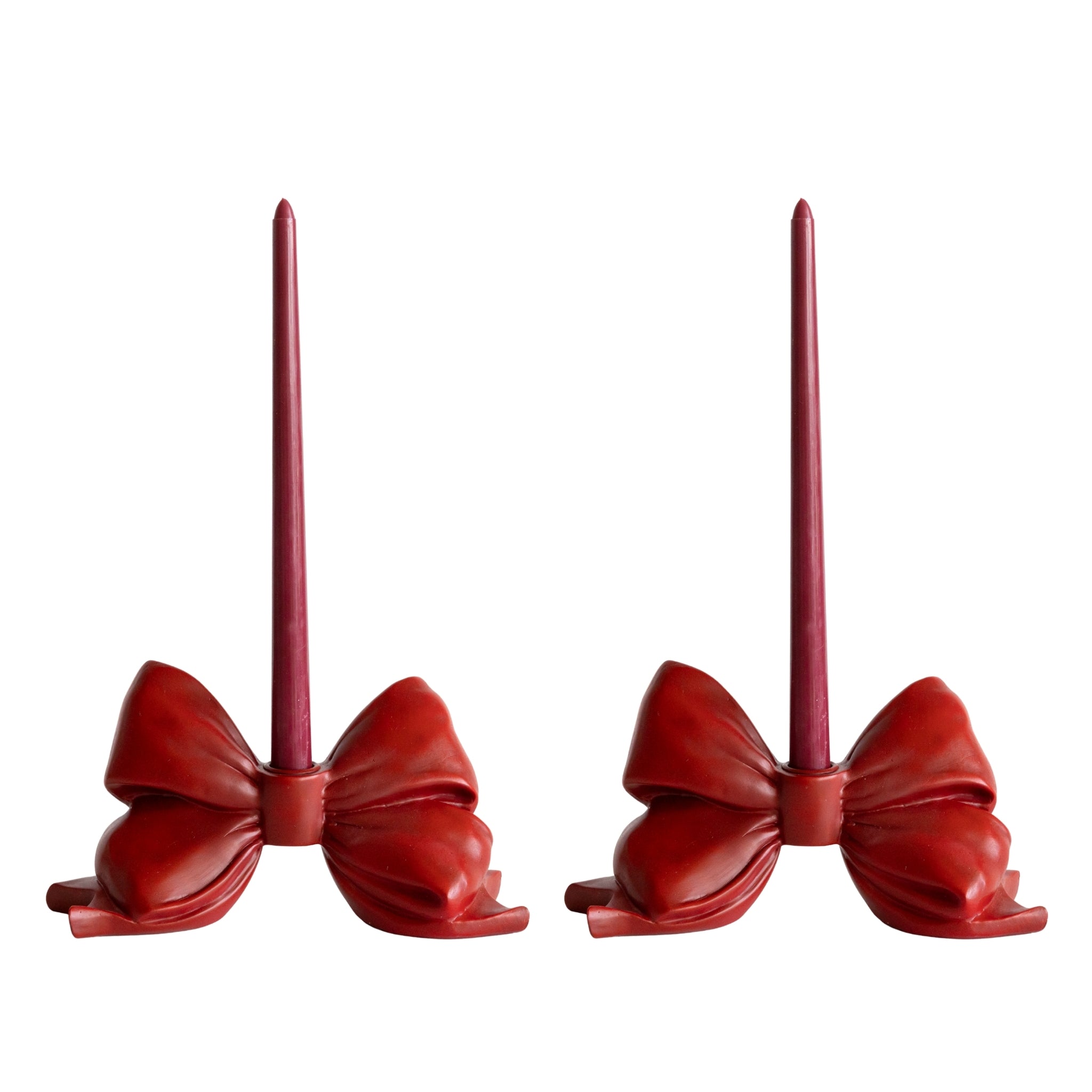 Red Bow Candle Holder (Set of 2) - LUXE AND BEAU