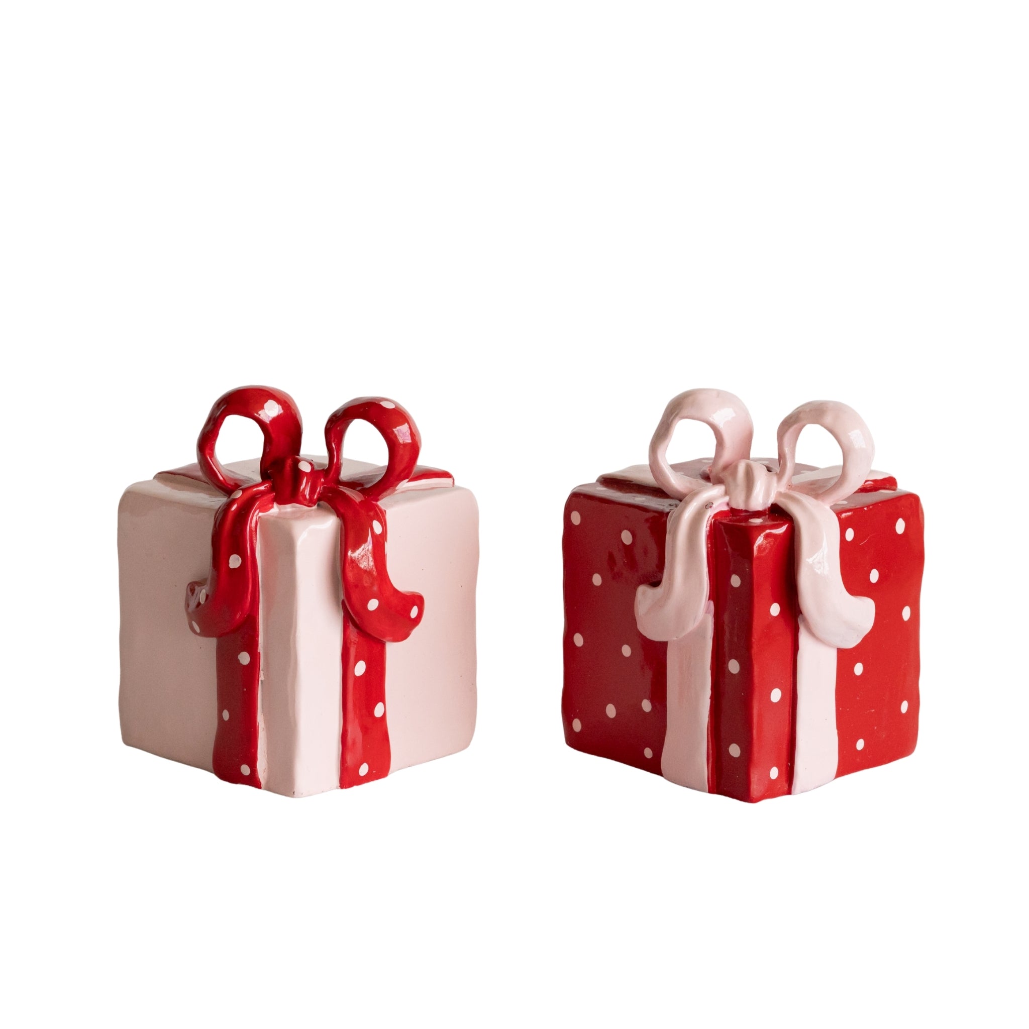 Pink and Red Present Candle Holders (Set of 2) - LUXE AND BEAU